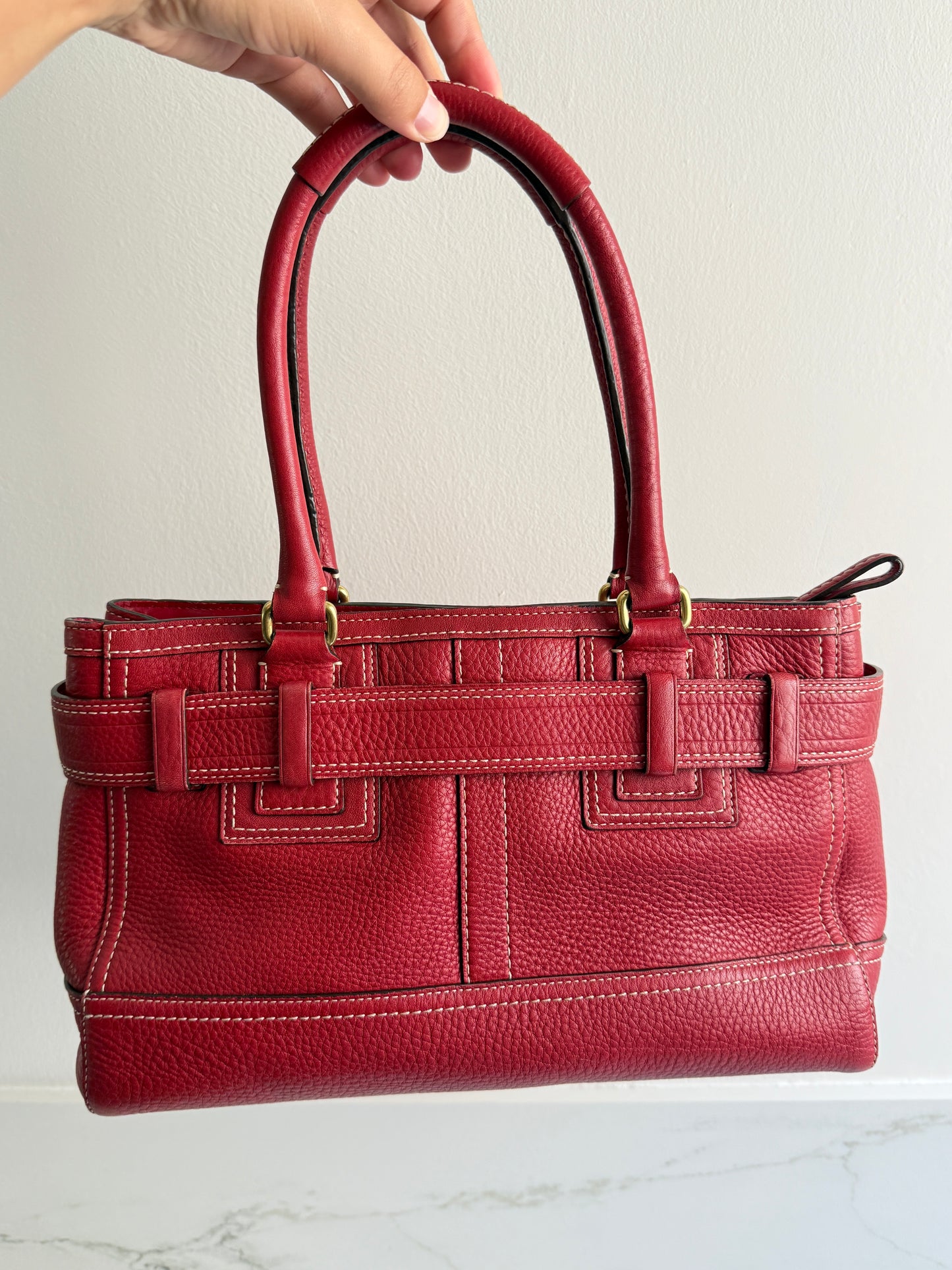 Rare Coach Hampton Pebbled Leather Shoulder Bag, Medium