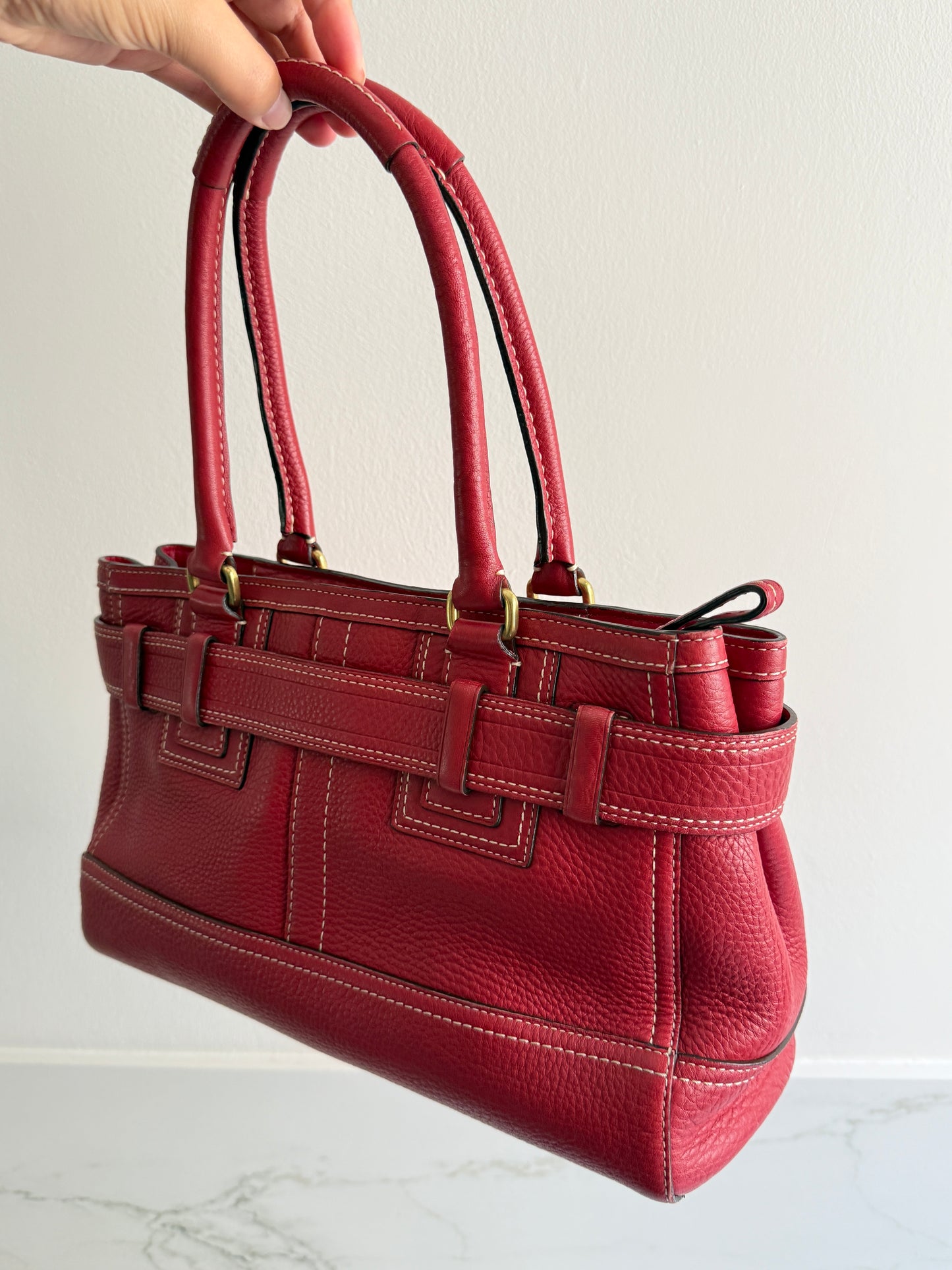Rare Coach Hampton Pebbled Leather Shoulder Bag, Medium
