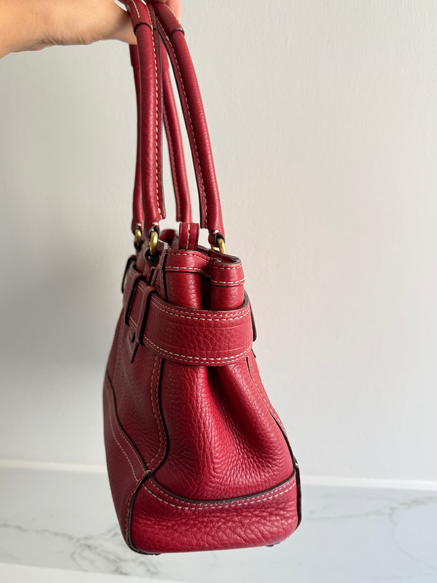Rare Coach Hampton Pebbled Leather Shoulder Bag, Medium