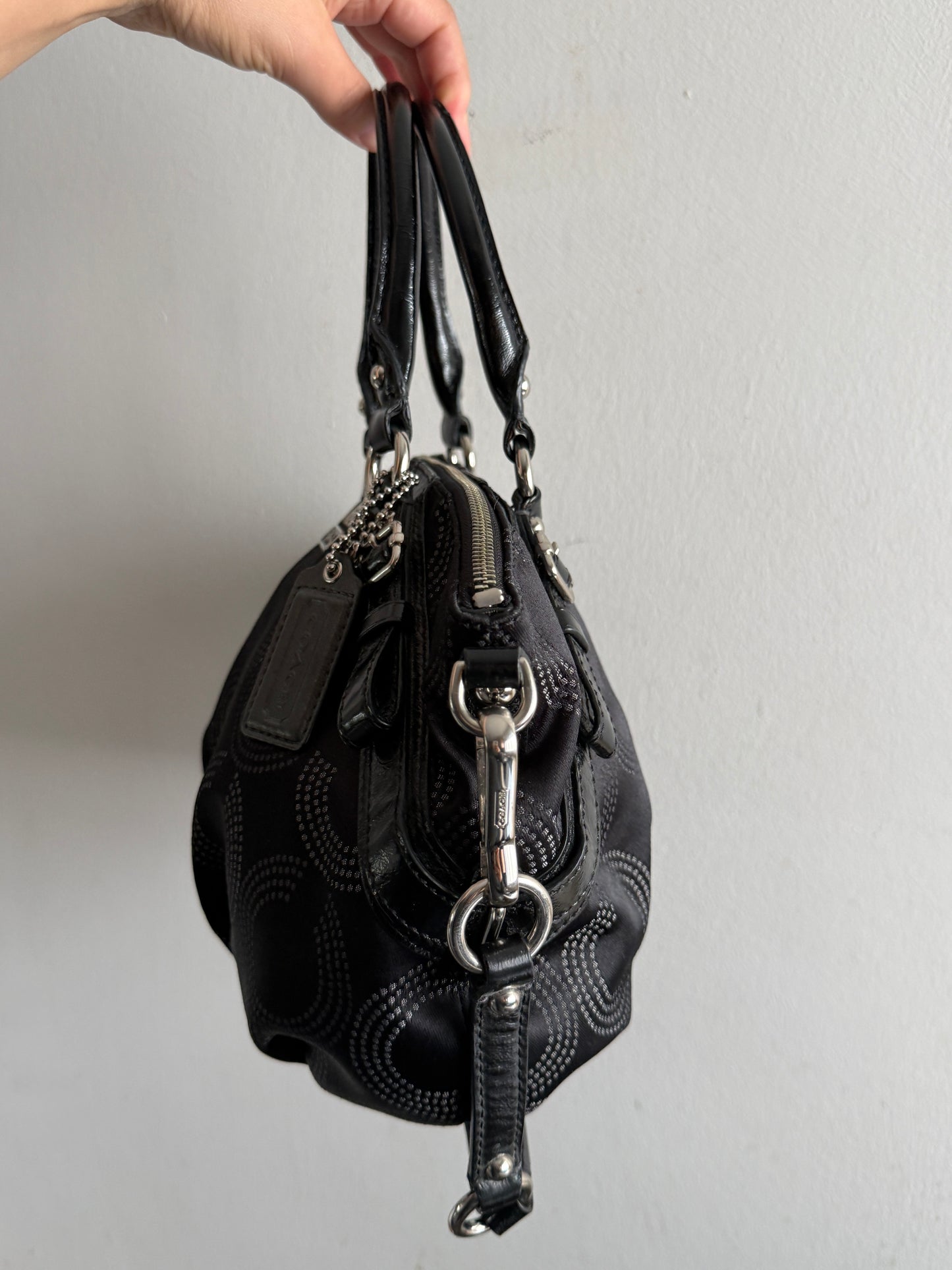 Coach Madison Sophia Dotted Op Art Signature Black Satchel