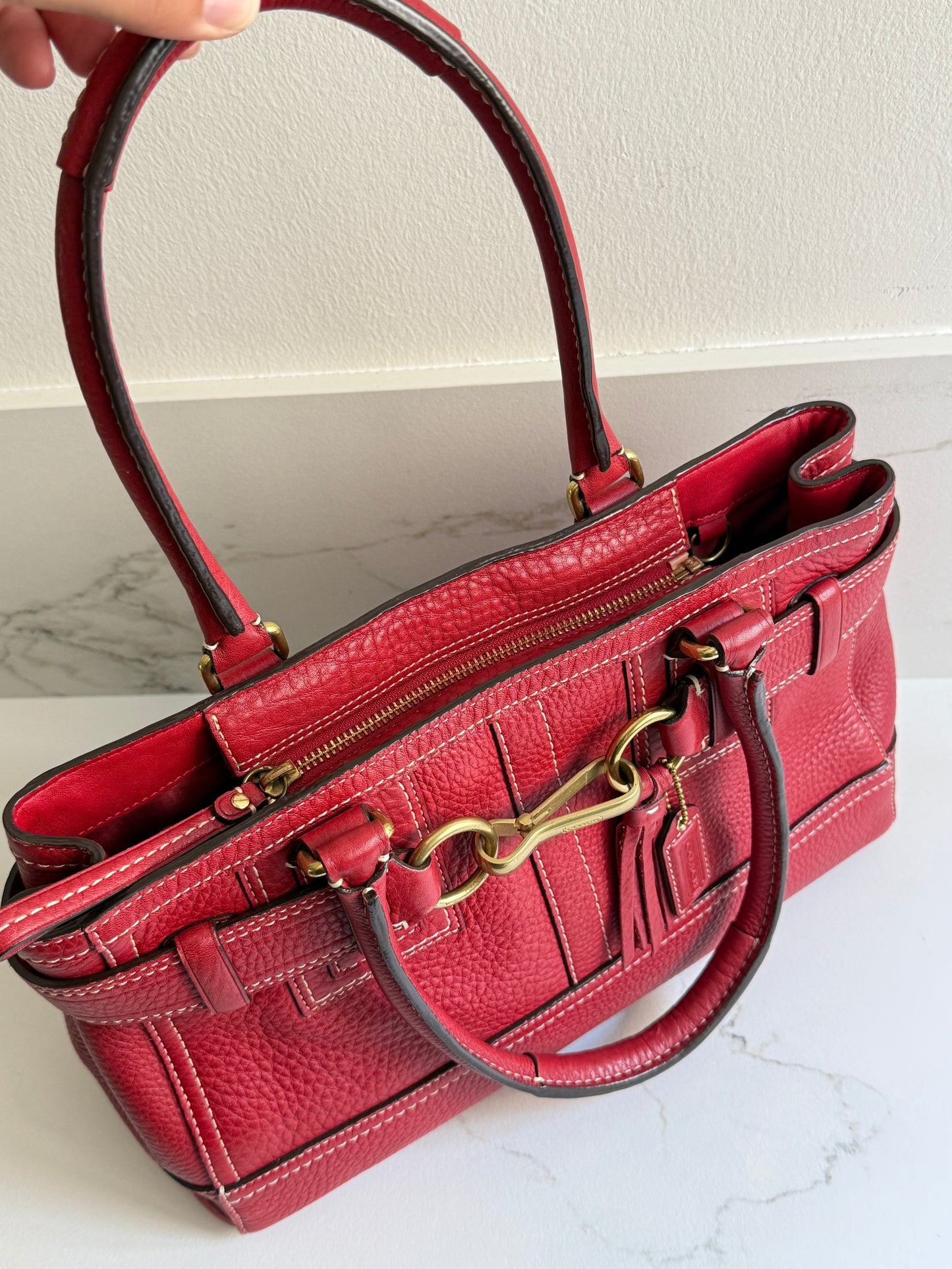 Rare Coach Hampton Pebbled Leather Shoulder Bag, Medium