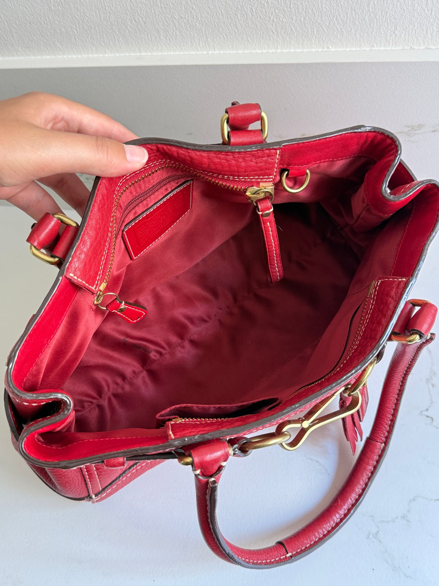 Rare Coach Hampton Pebbled Leather Shoulder Bag, Medium
