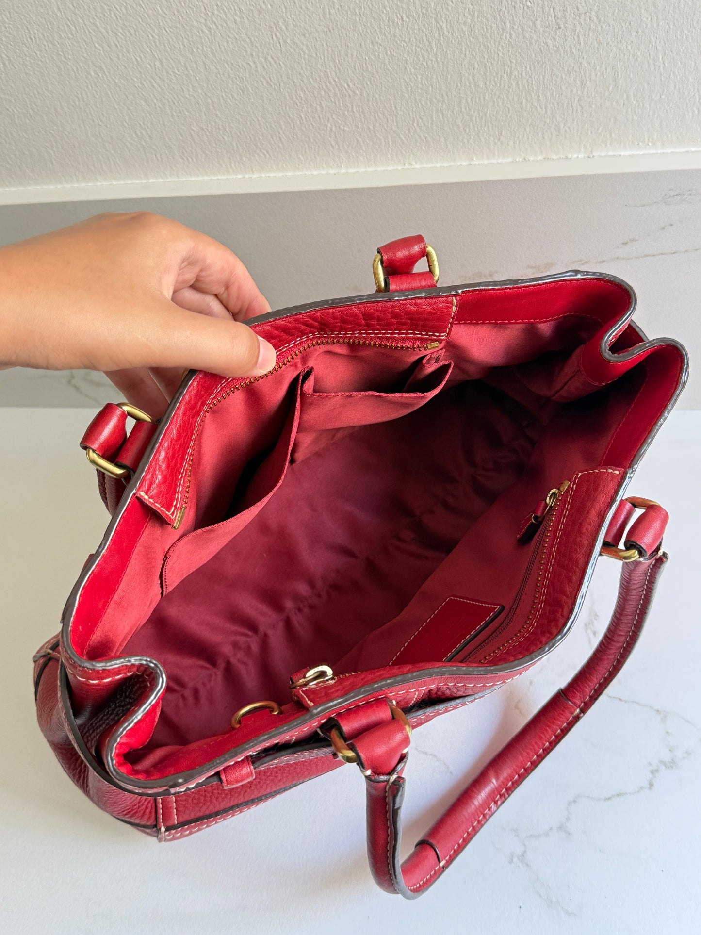 Rare Coach Hampton Pebbled Leather Shoulder Bag, Medium