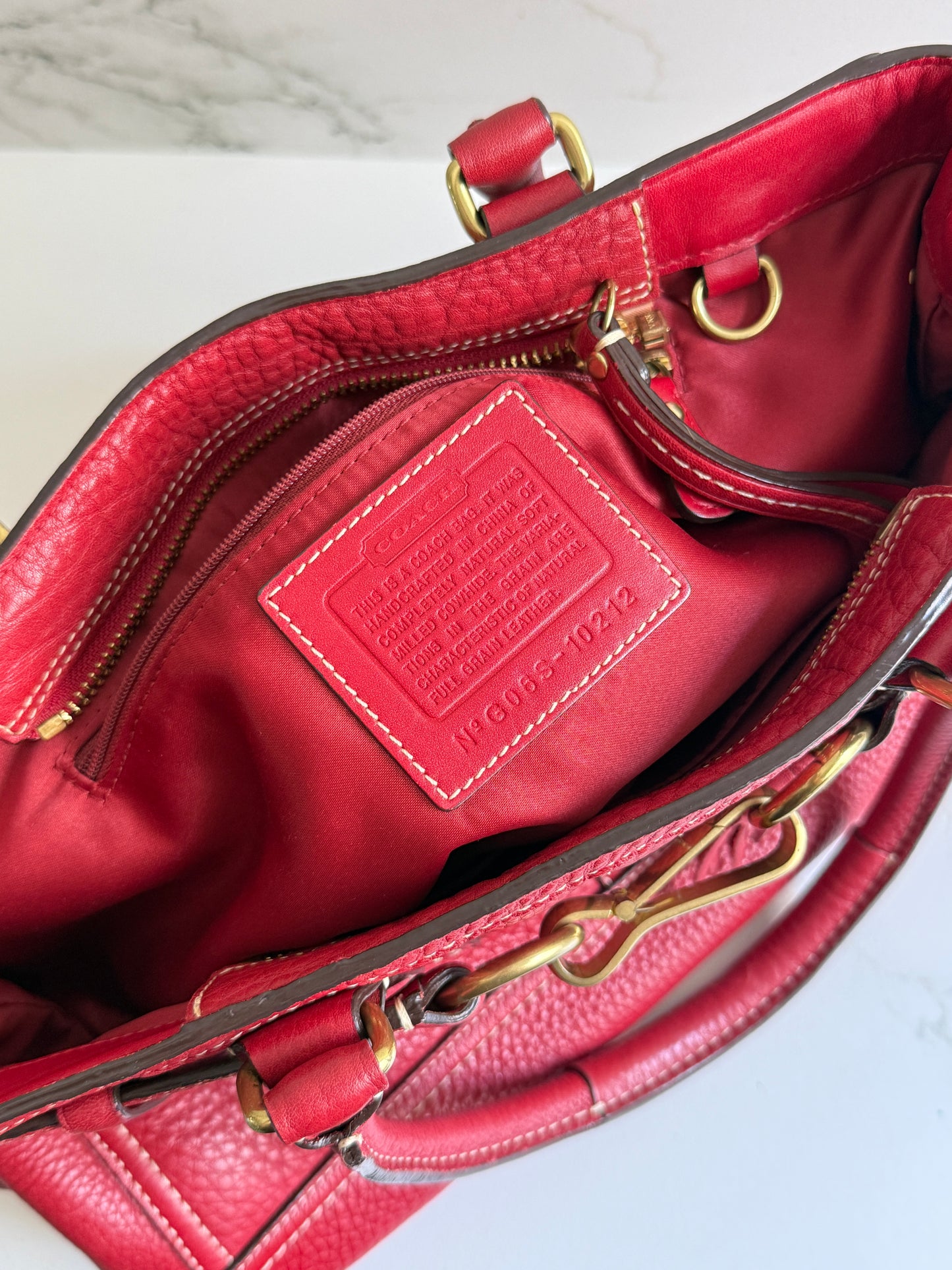 Rare Coach Hampton Pebbled Leather Shoulder Bag, Medium