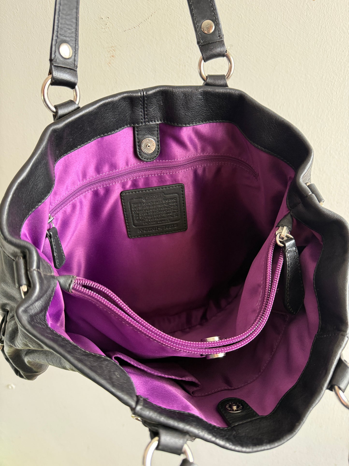 Coach Ashley Black Leather Carryall Shoulder Bag