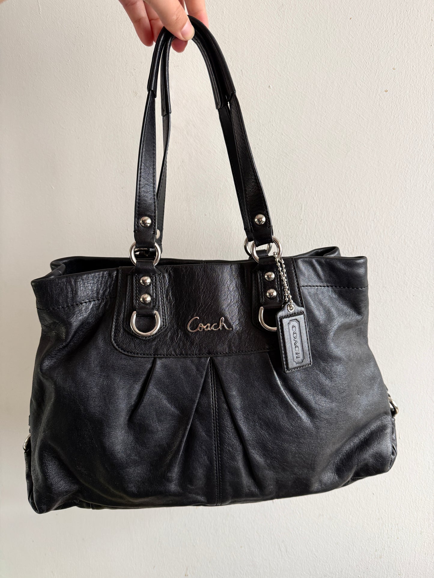 Coach Ashley Black Leather Carryall Shoulder Bag