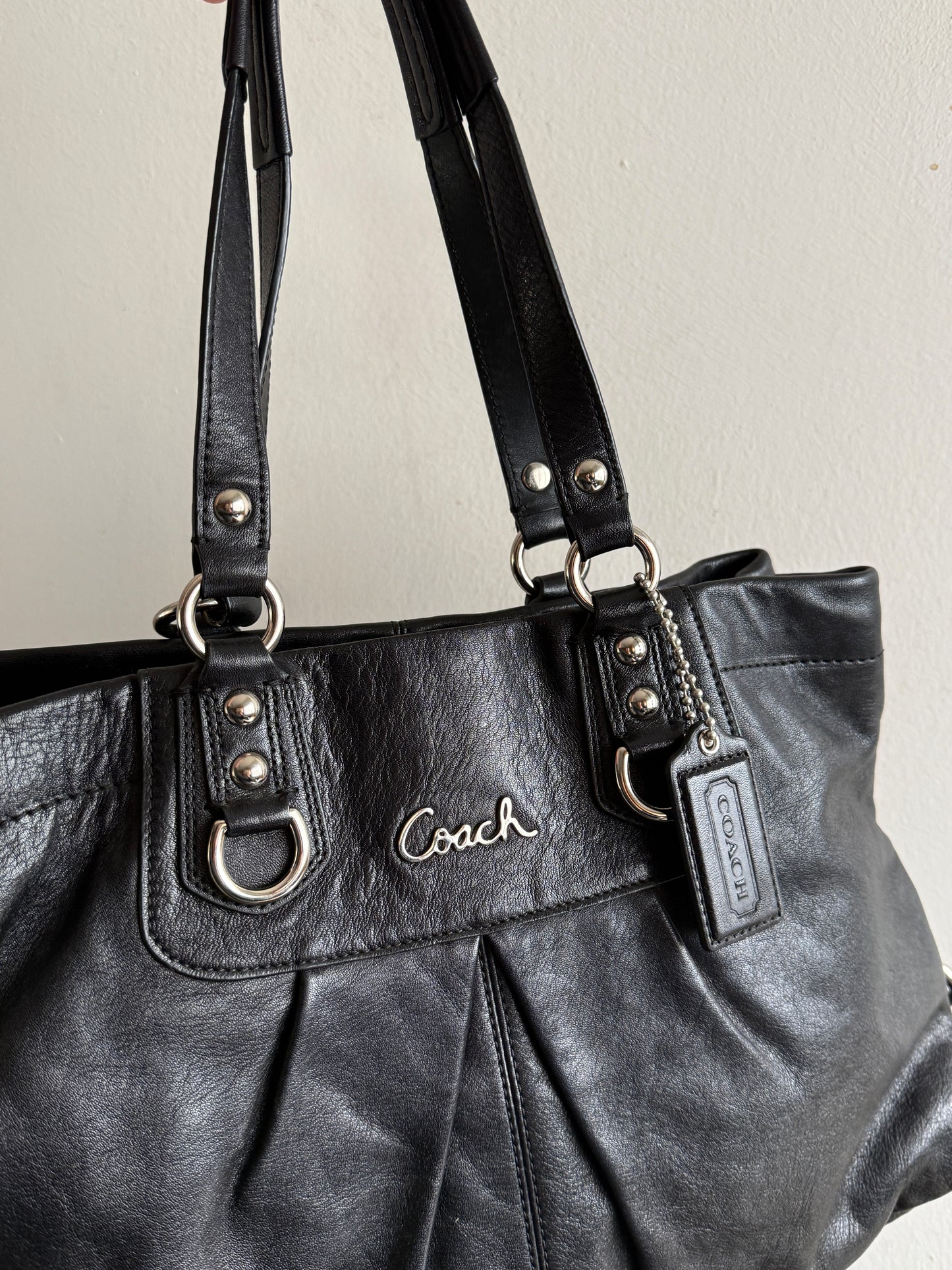 Coach Ashley Black Leather Carryall Shoulder Bag