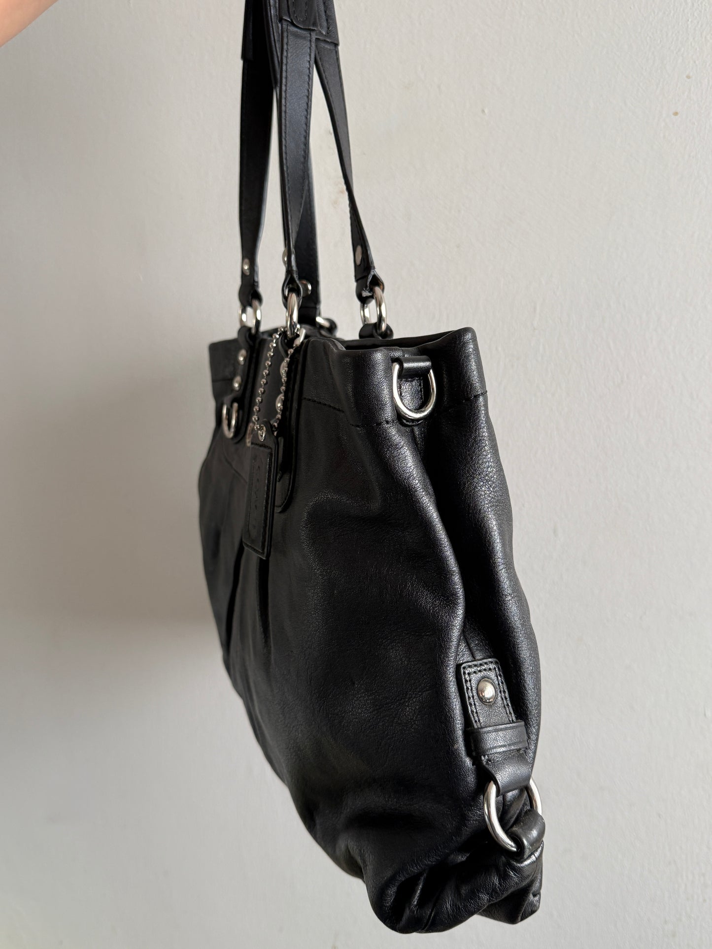 Coach Ashley Black Leather Carryall Shoulder Bag