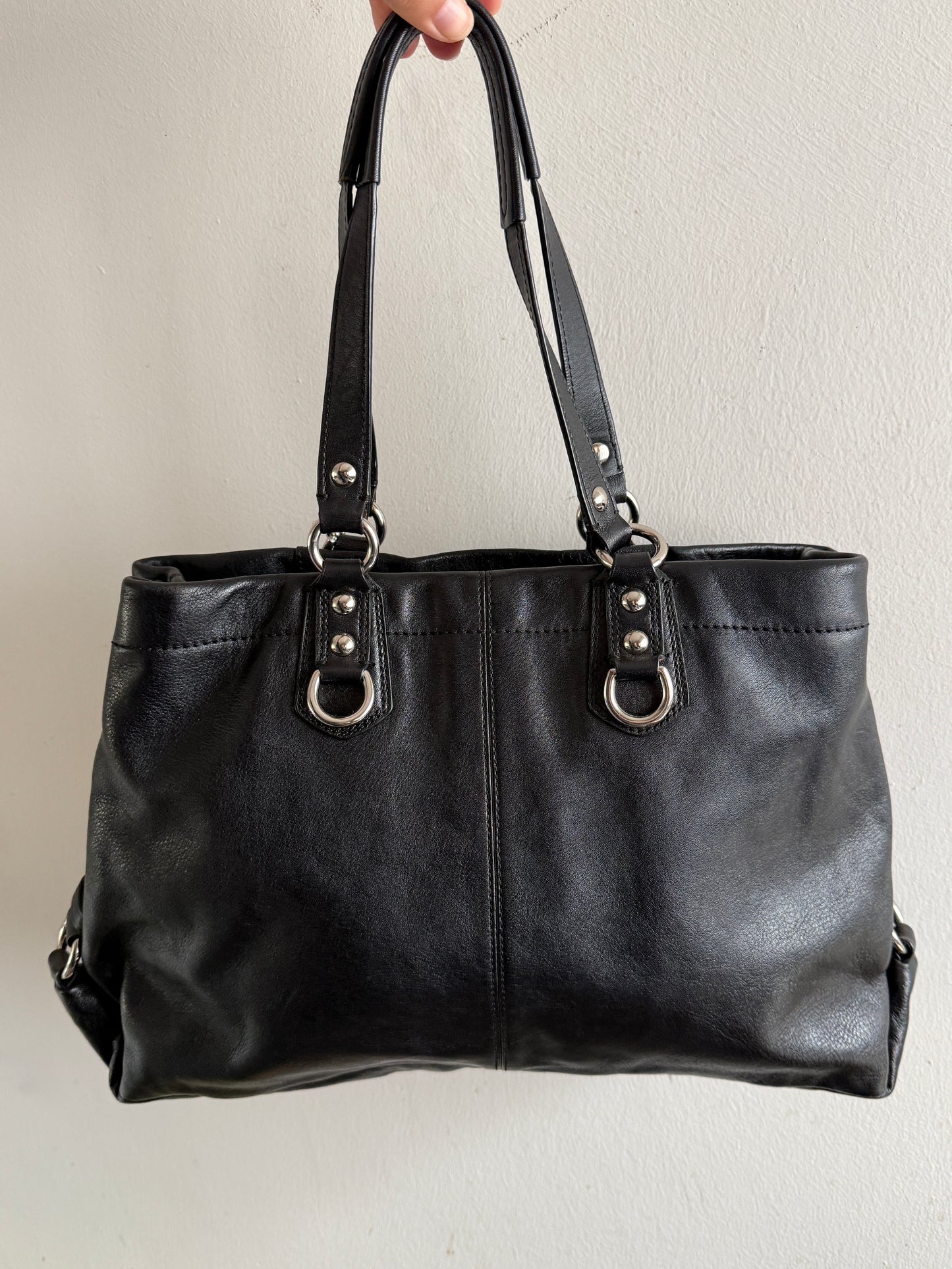 Coach Ashley Black Leather Carryall Shoulder Bag