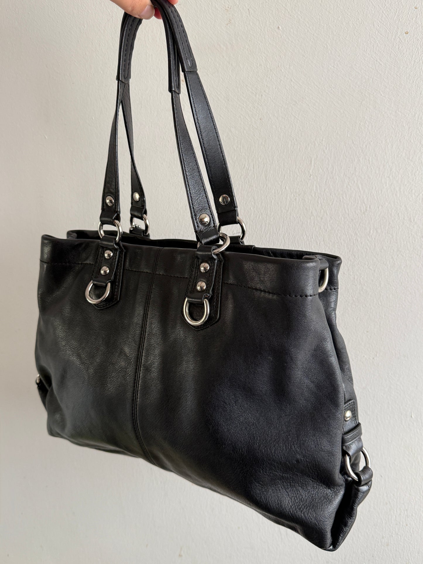 Coach Ashley Black Leather Carryall Shoulder Bag