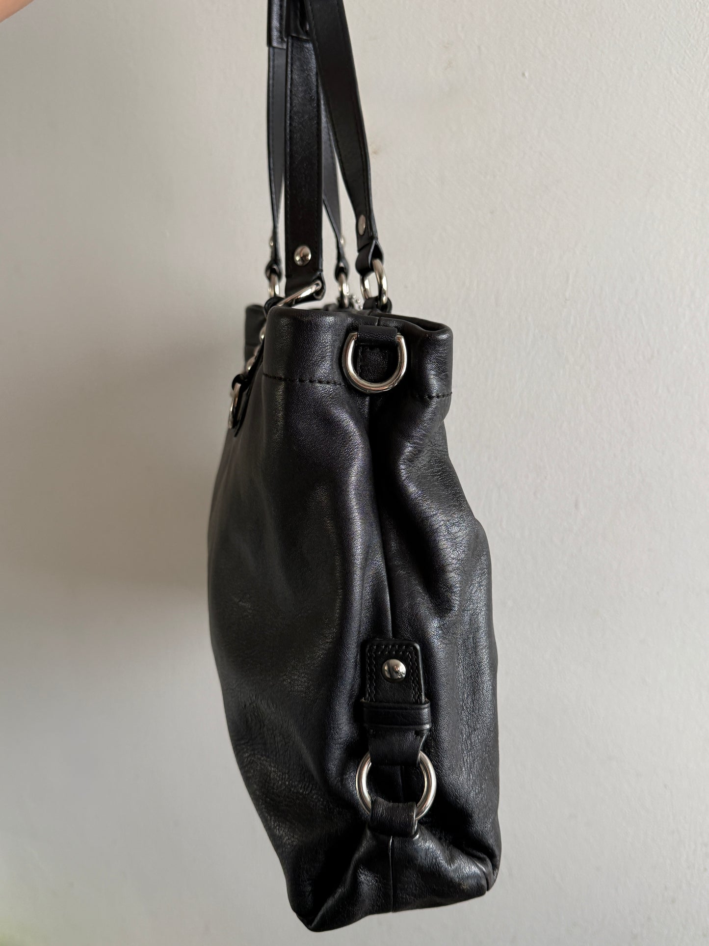 Coach Ashley Black Leather Carryall Shoulder Bag