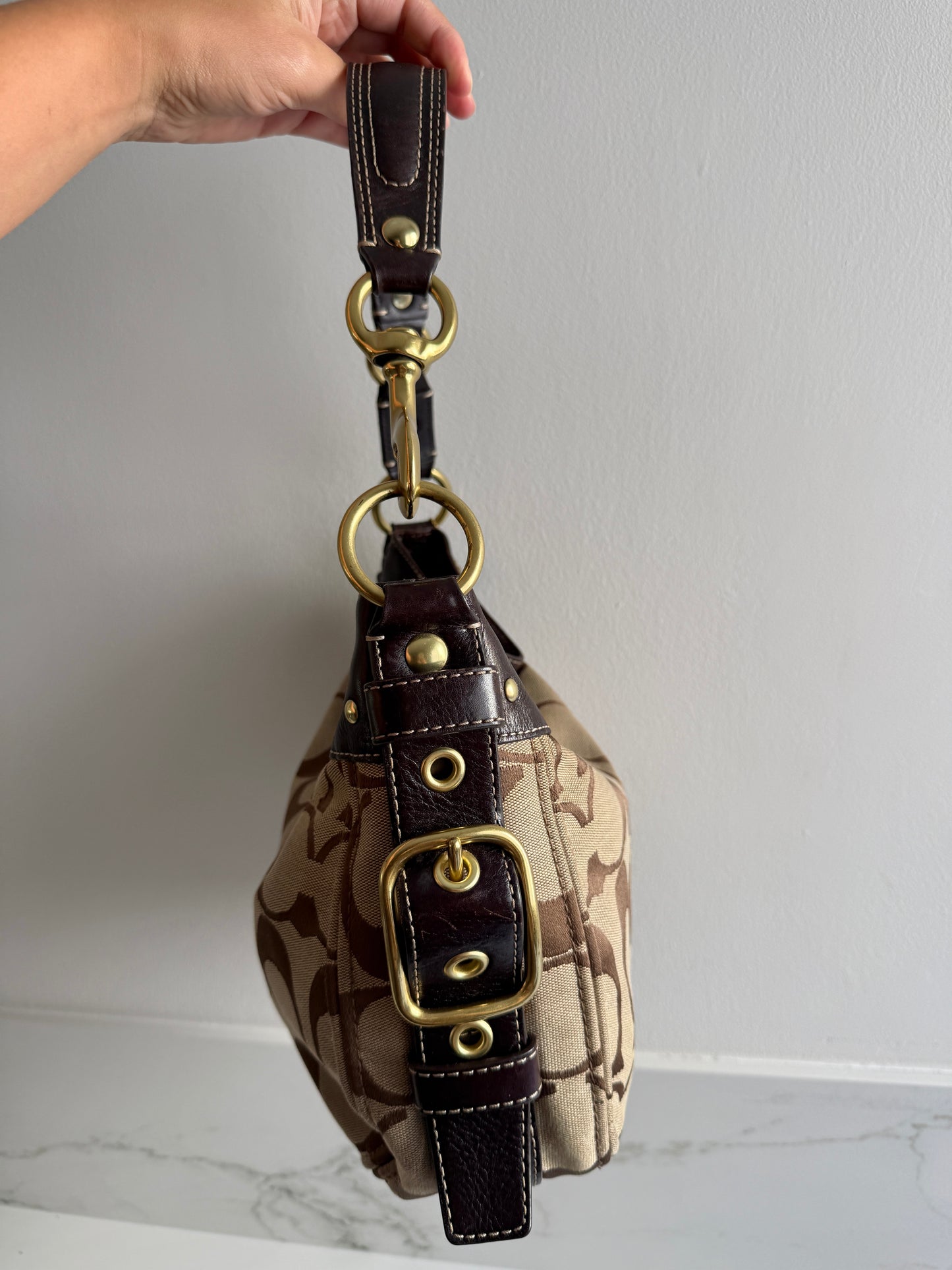 Rare Coach Zoe Signature Hobo Shoulder Bag