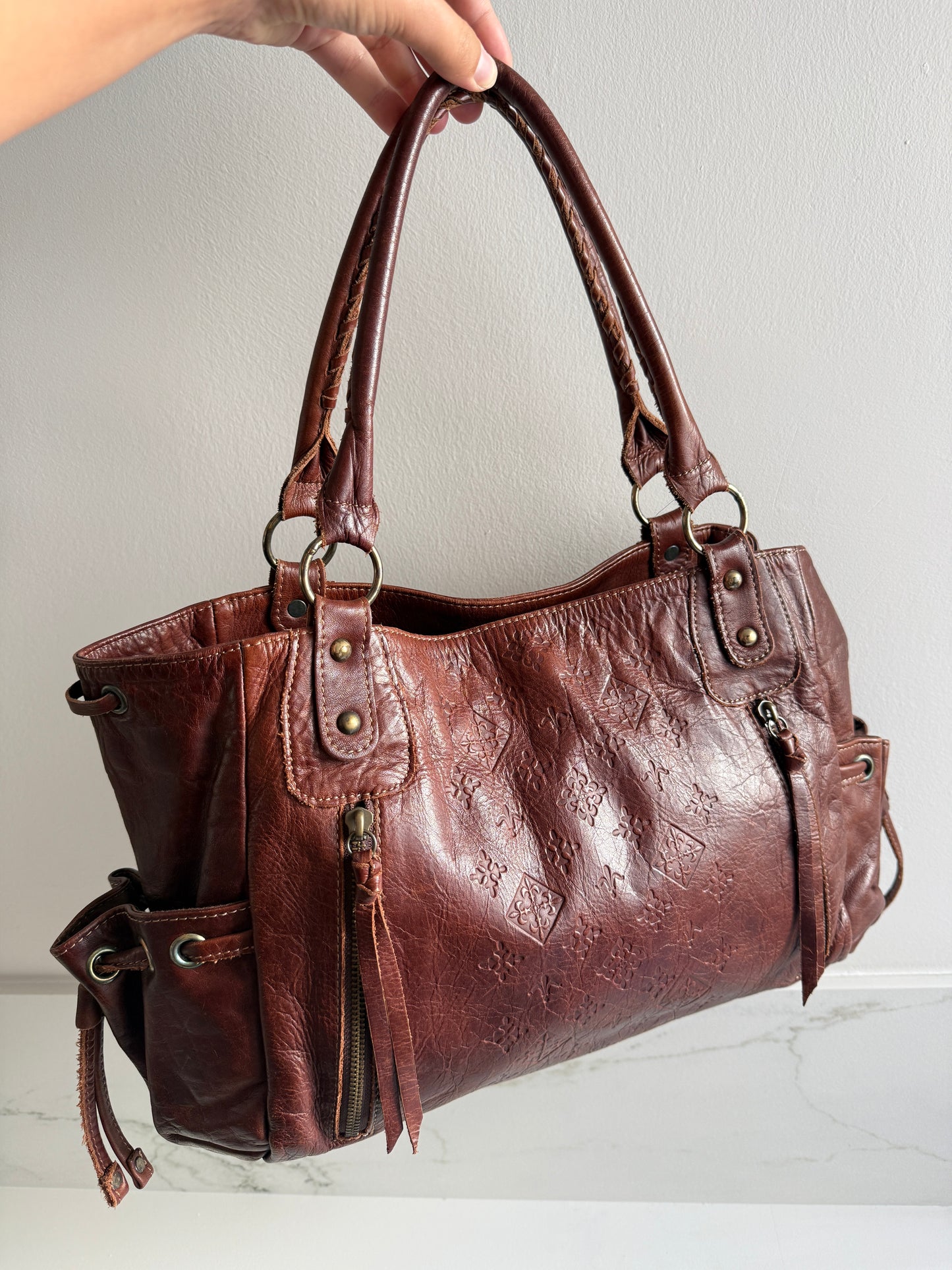 Russet Brown Leather Shoulder Bag