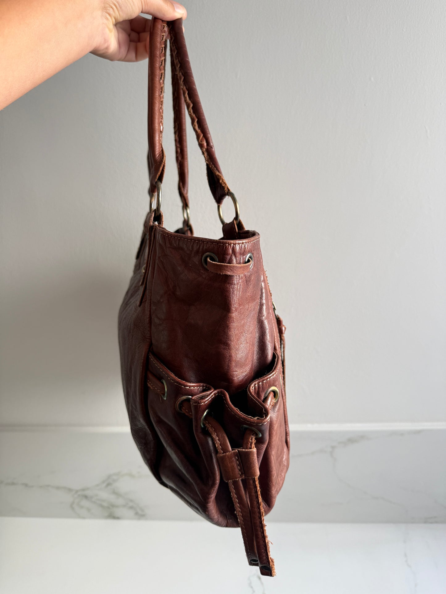 Russet Brown Leather Shoulder Bag
