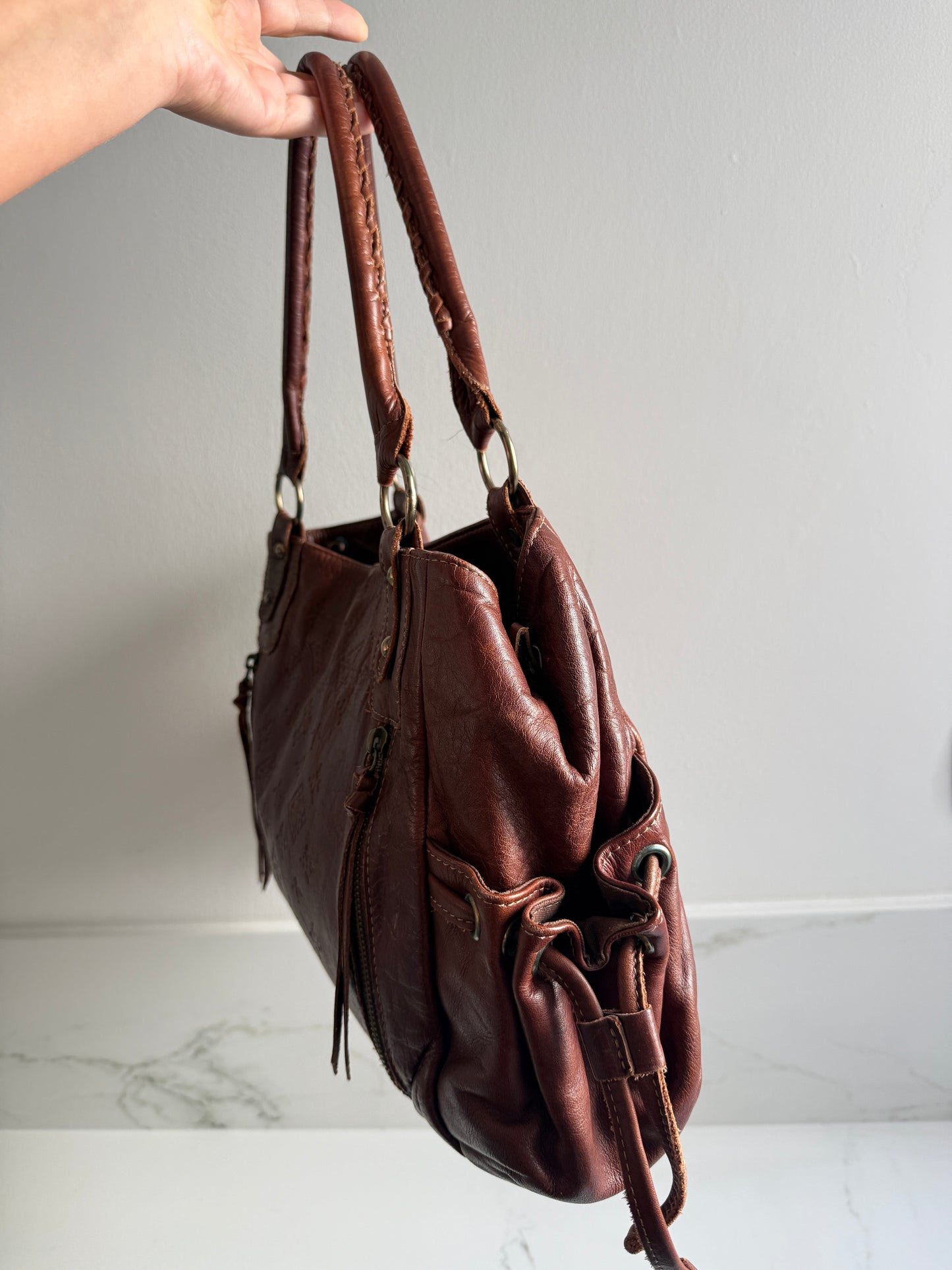 Russet Brown Leather Shoulder Bag