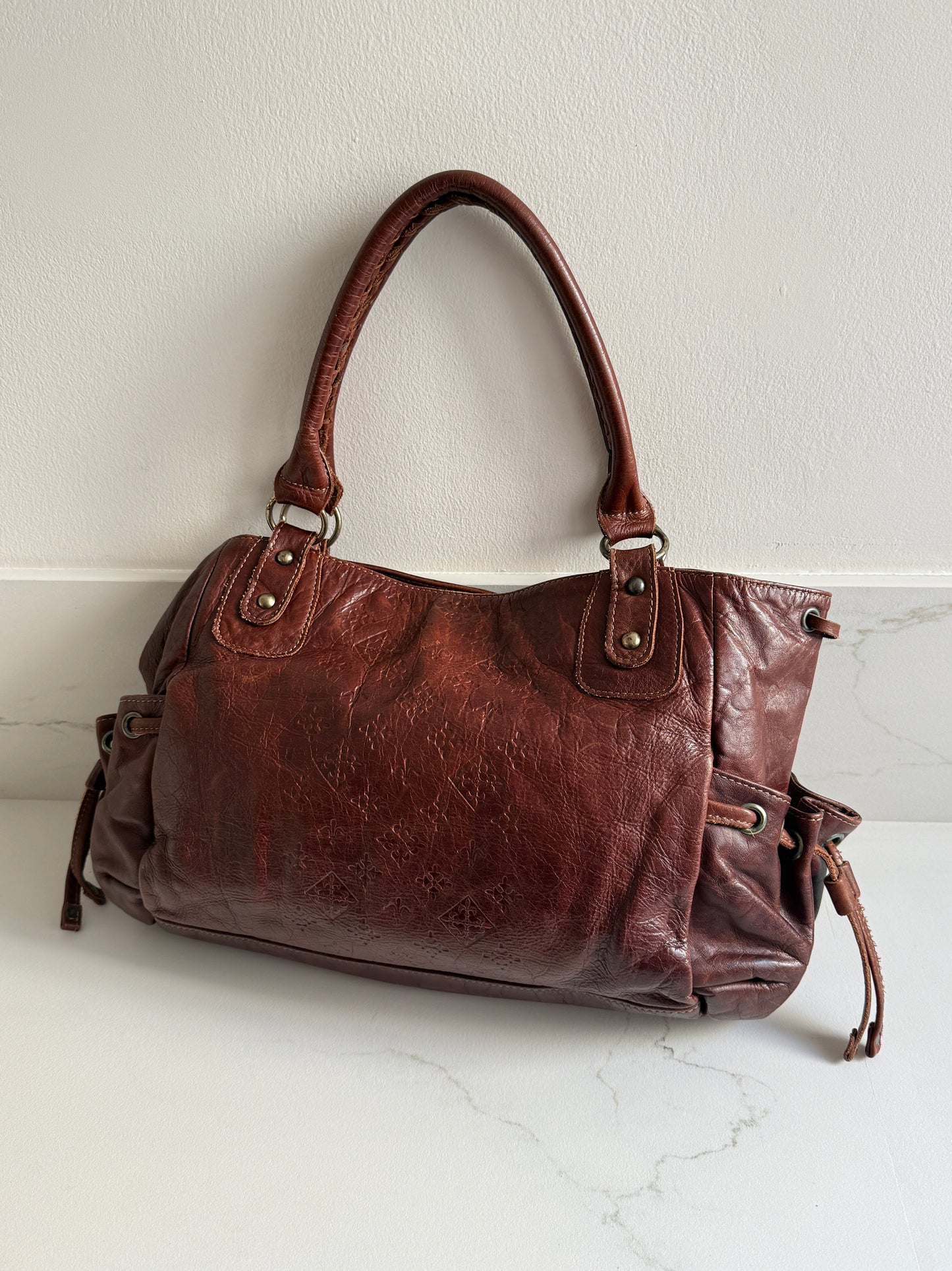 Russet Brown Leather Shoulder Bag