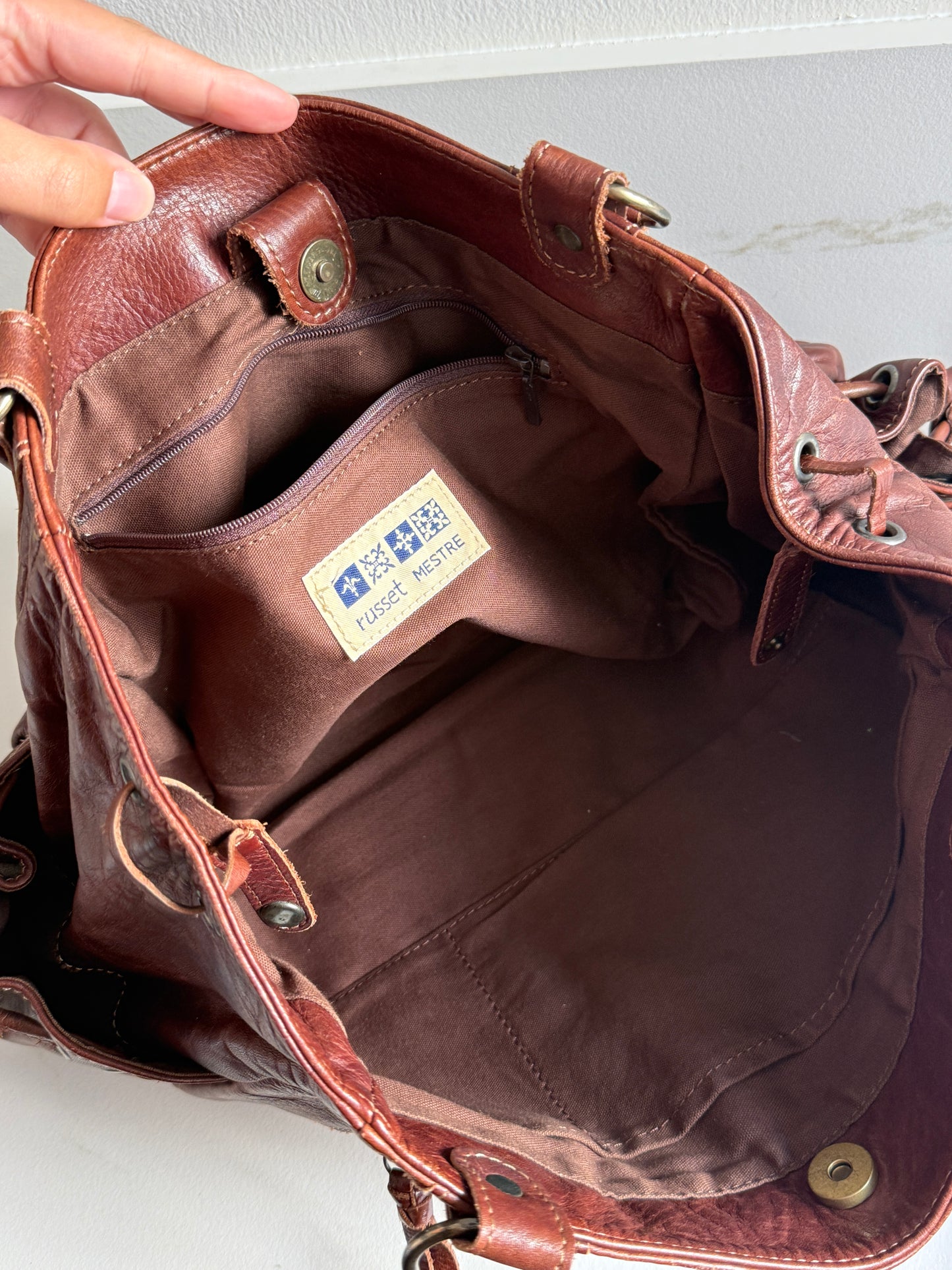 Russet Brown Leather Shoulder Bag