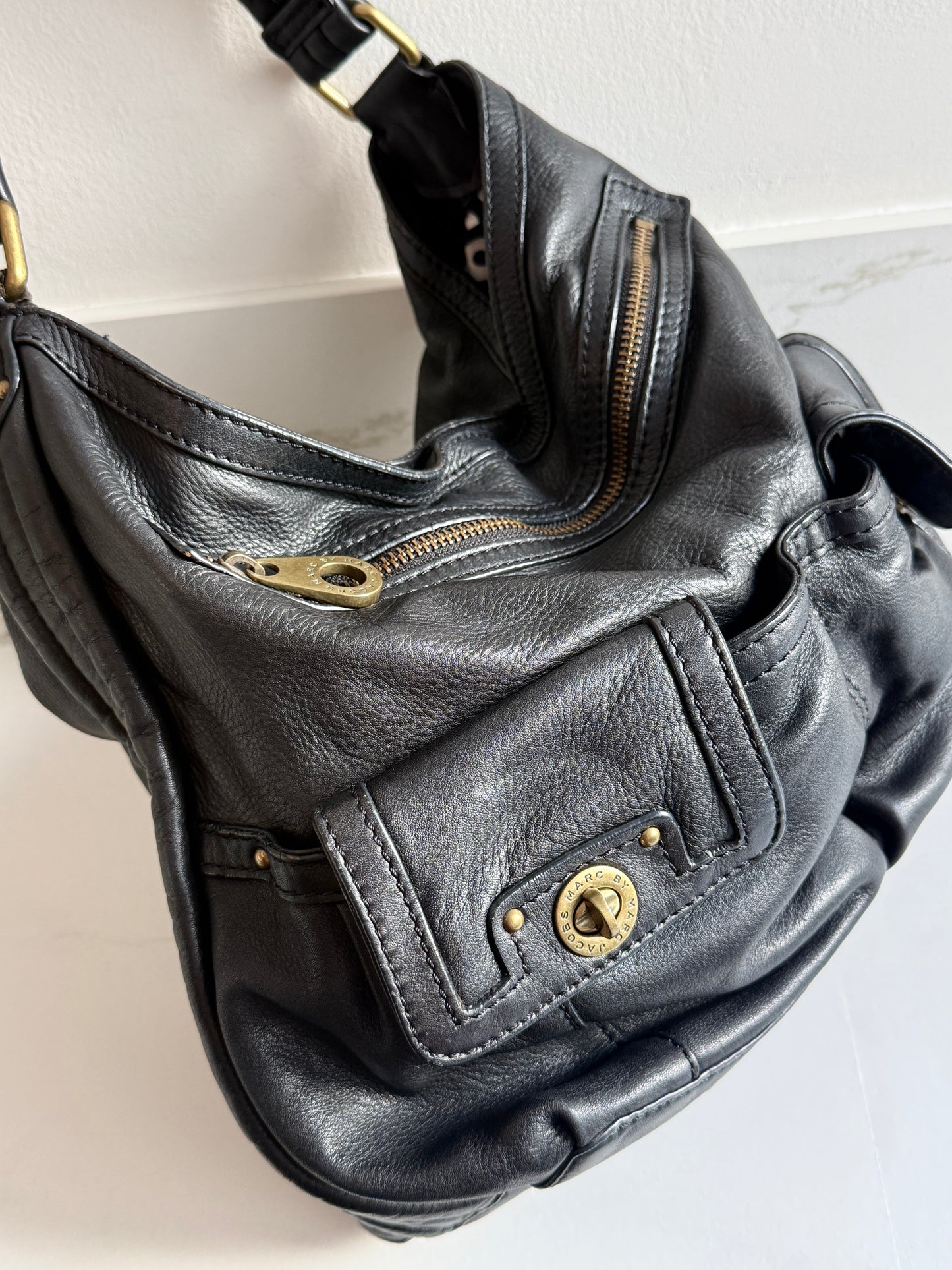 Super Rare Marc by Marc Jacobs Black Leather Hobo Shoulder Bag