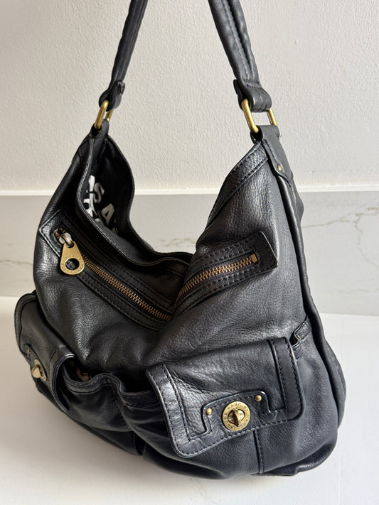 Super Rare Marc by Marc Jacobs Black Leather Hobo Shoulder Bag