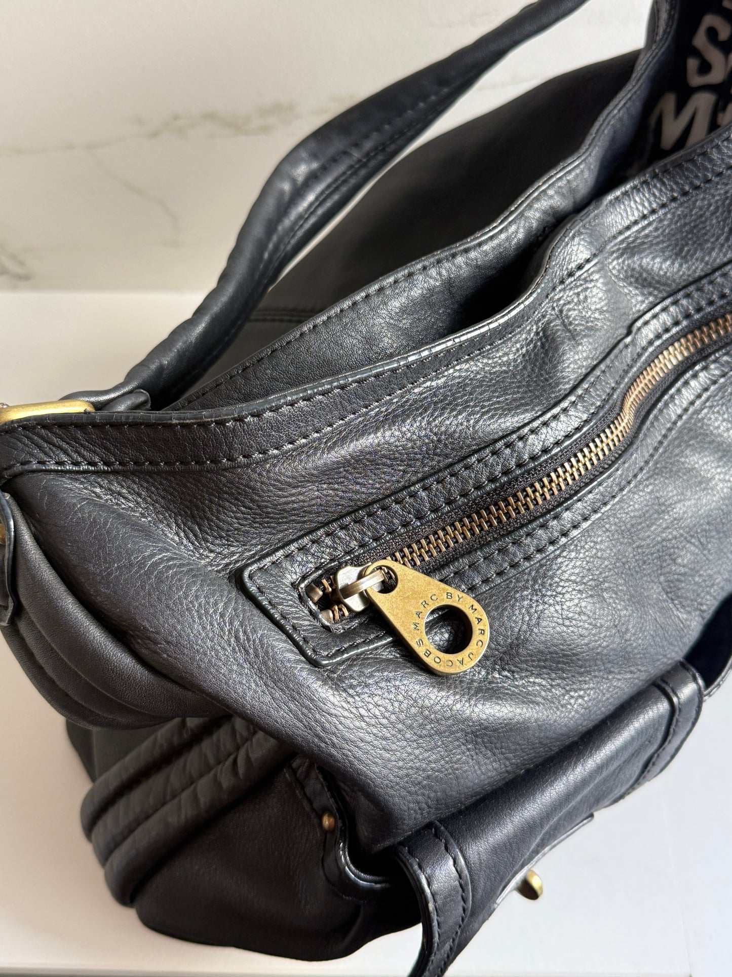 Super Rare Marc by Marc Jacobs Black Leather Hobo Shoulder Bag