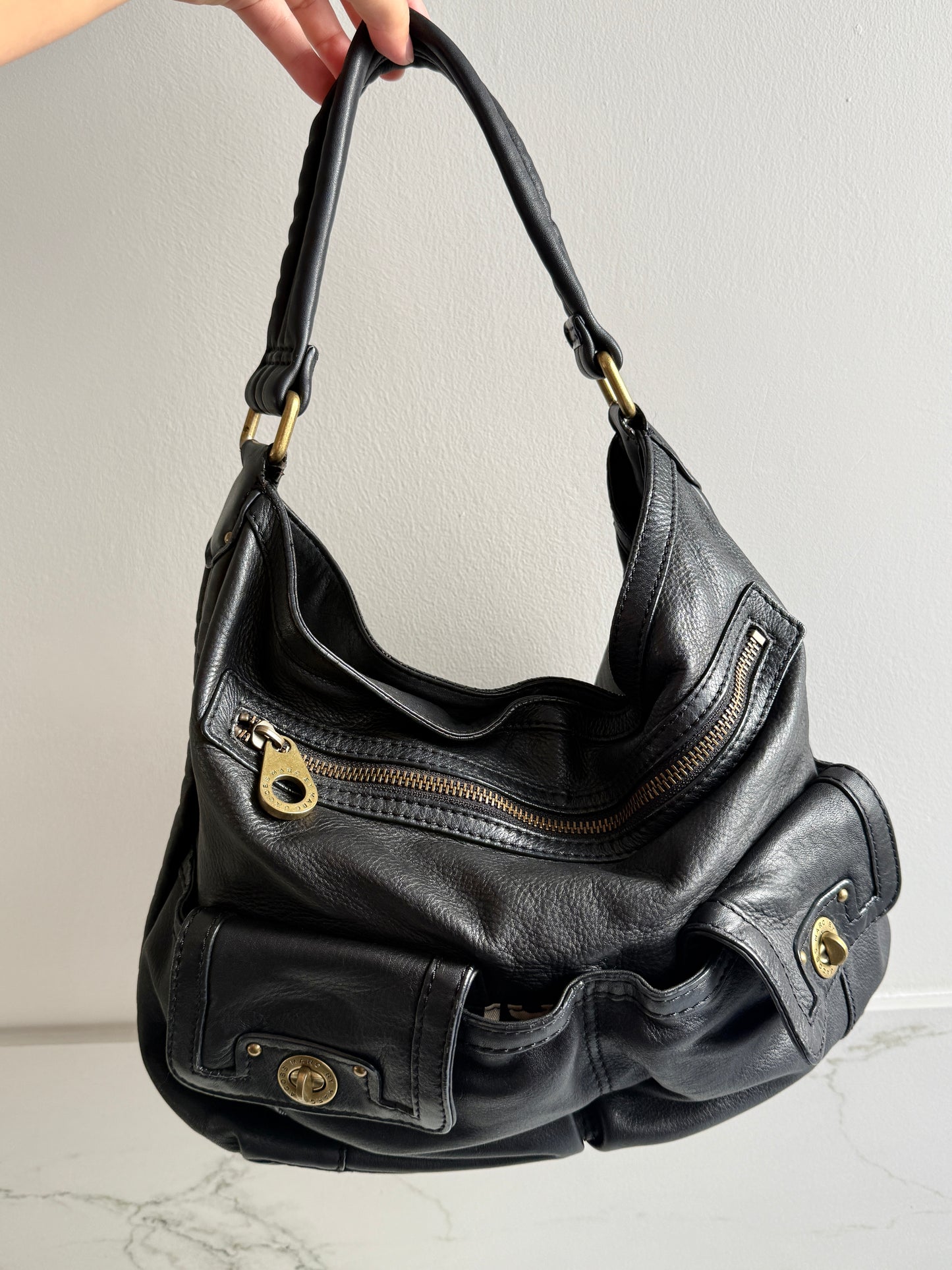 Super Rare Marc by Marc Jacobs Black Leather Hobo Shoulder Bag