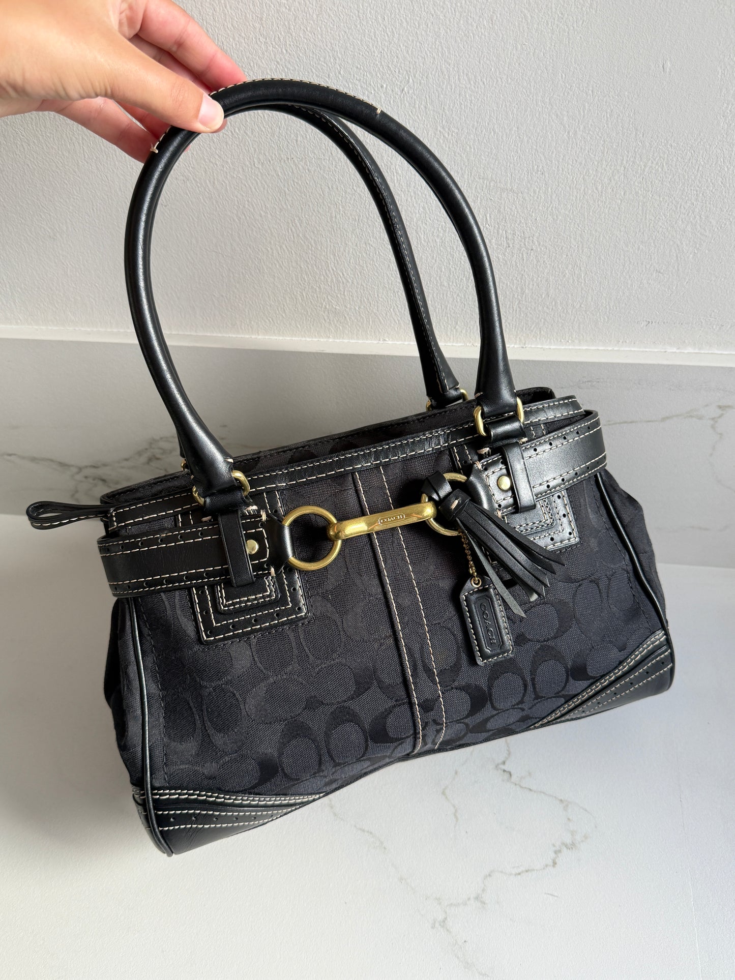 Coach Hampton Signature Shoulder Bag, Medium