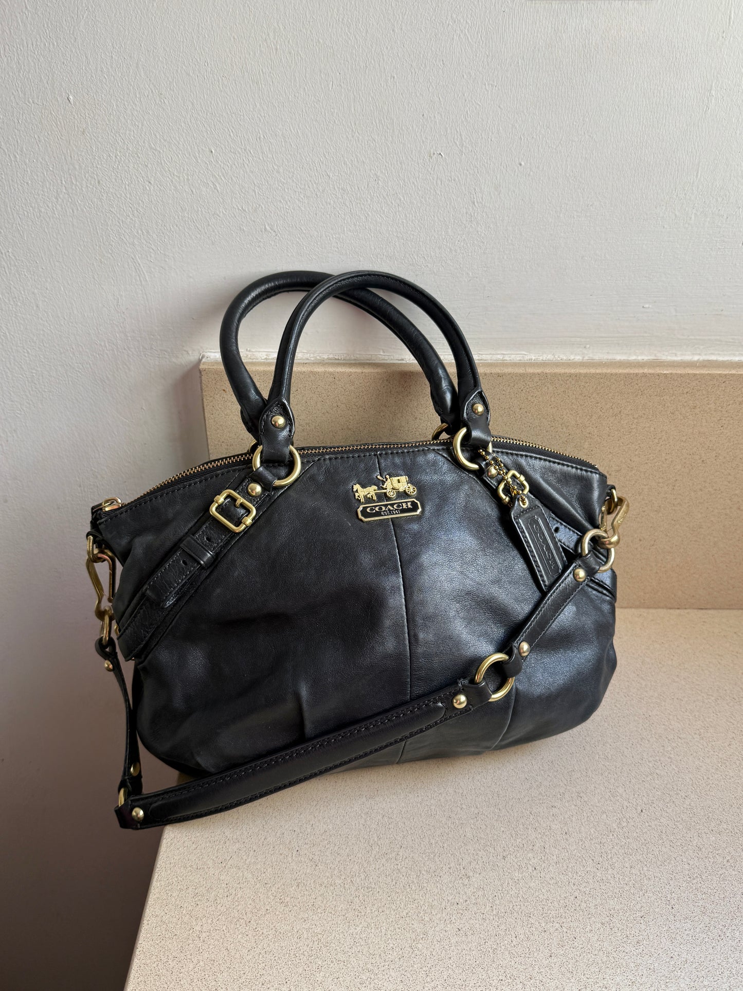 Super Rare Coach Madison Sophia Black Leather Shoulder Bag