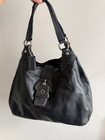 Coach Lynn Soho Black Leather Shoulder Bag, Large