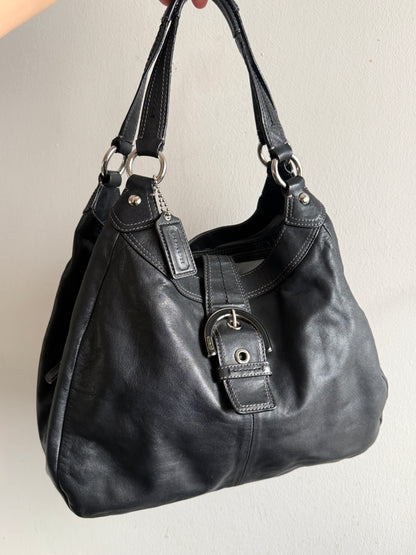Coach Lynn Soho Black Leather Shoulder Bag, Large