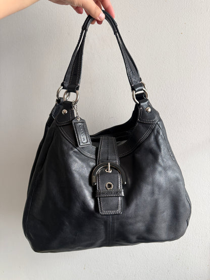 Coach Lynn Soho Black Leather Shoulder Bag, Large
