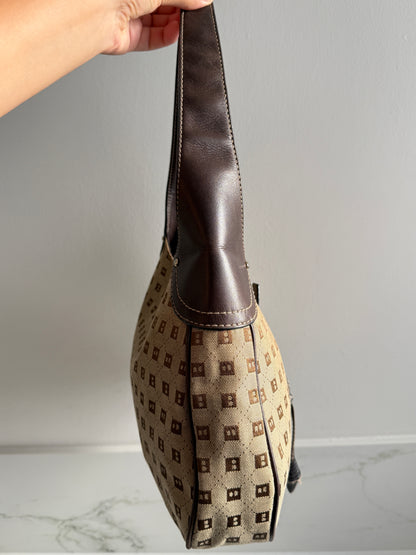 Super Rare Bally Canvas and Leather Shoulder Bag