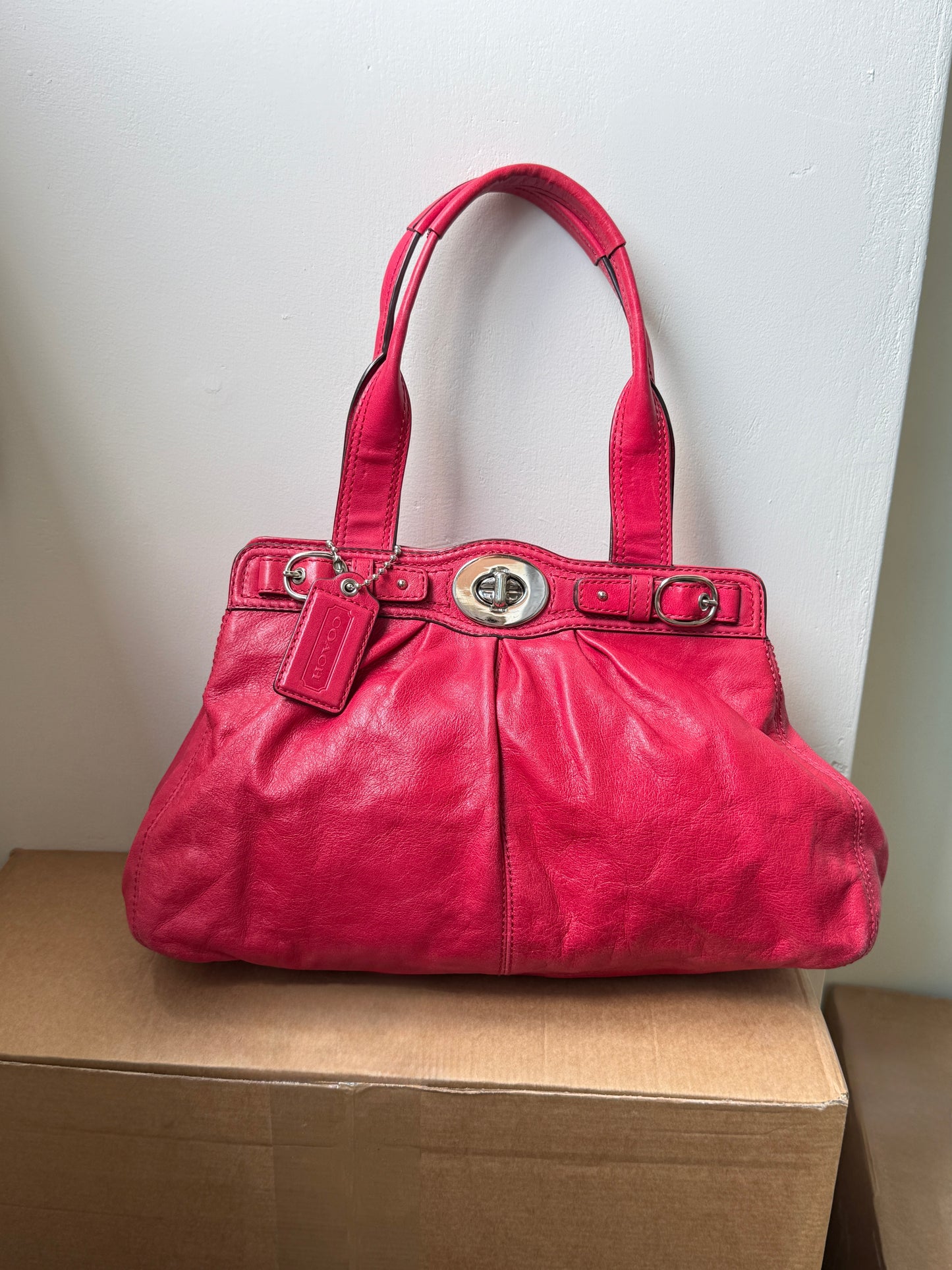 Super Rare Coach Garnet Pink Leather Shoulder Bag
