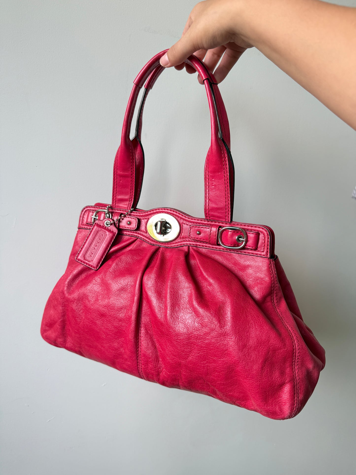 Super Rare Coach Garnet Pink Leather Shoulder Bag