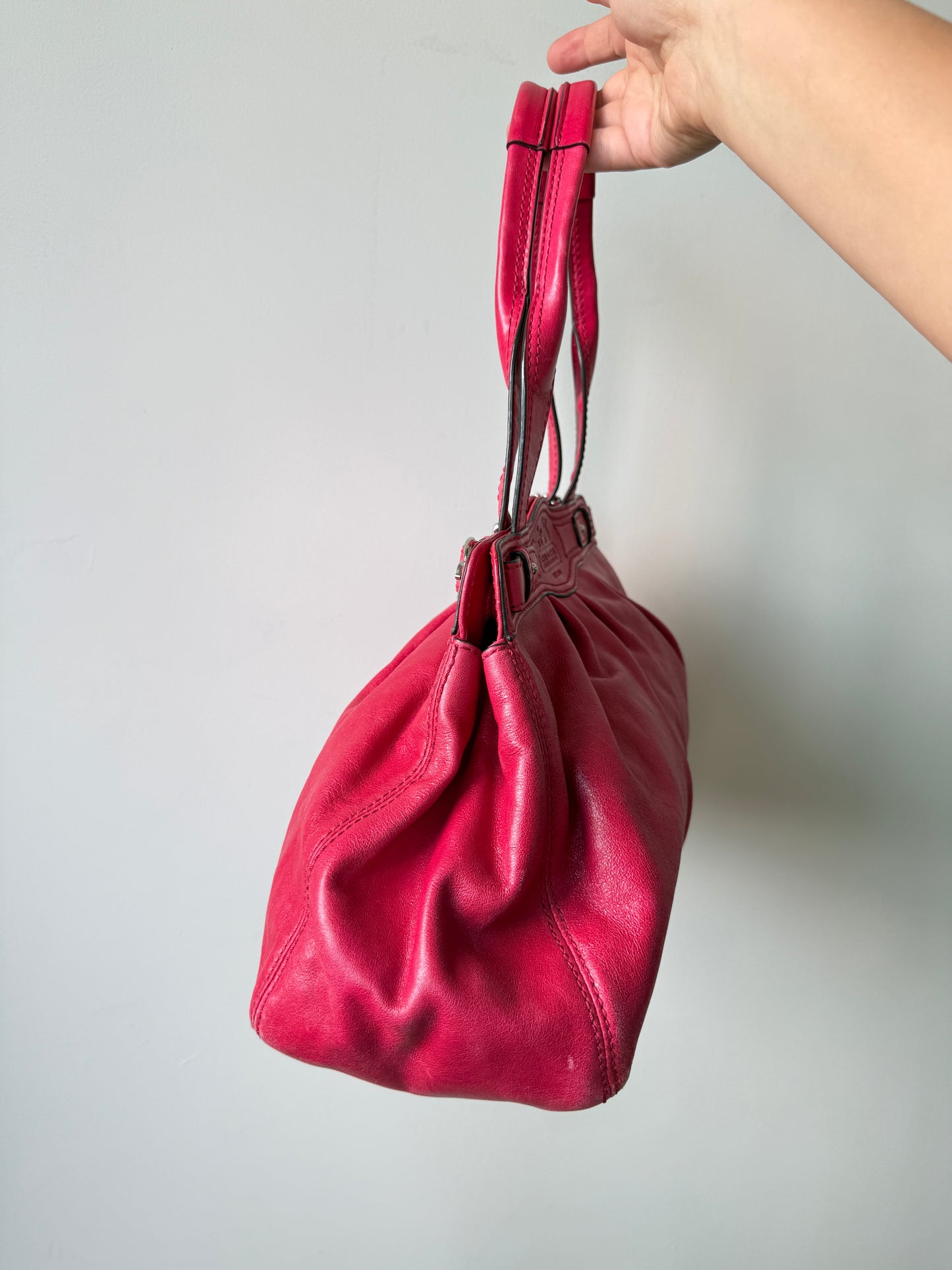 Super Rare Coach Garnet Pink Leather Shoulder Bag
