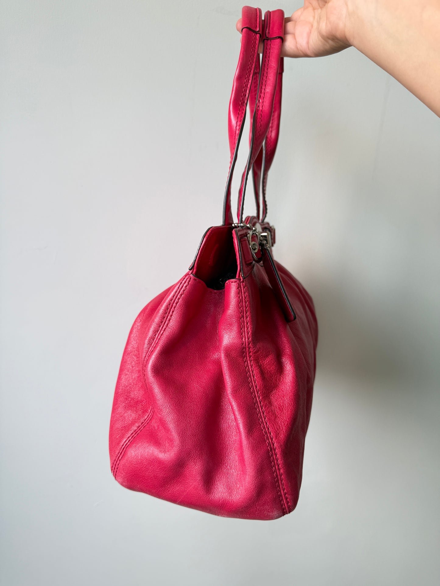Super Rare Coach Garnet Pink Leather Shoulder Bag