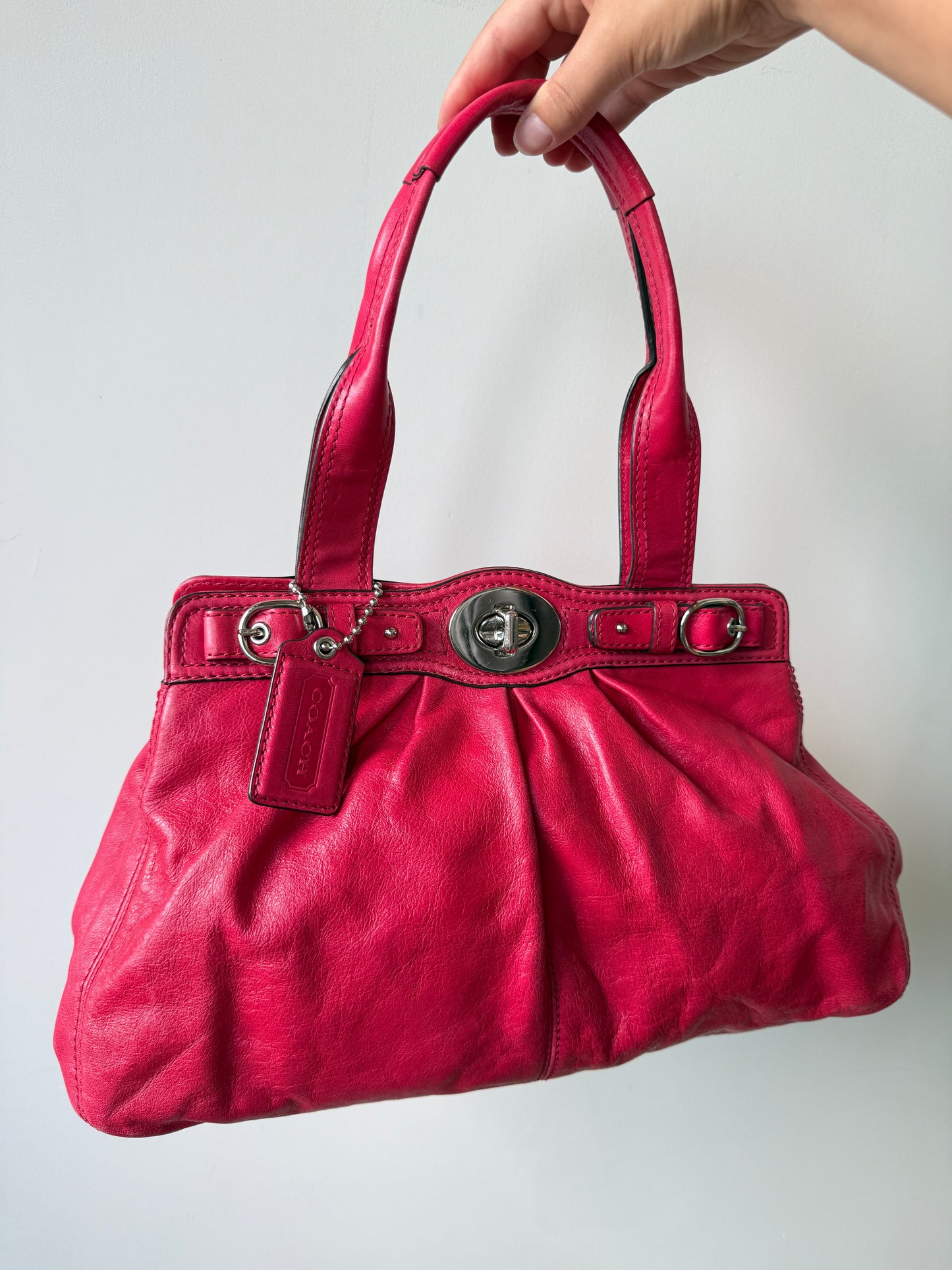 Super Rare Coach Garnet Pink Leather Shoulder Bag