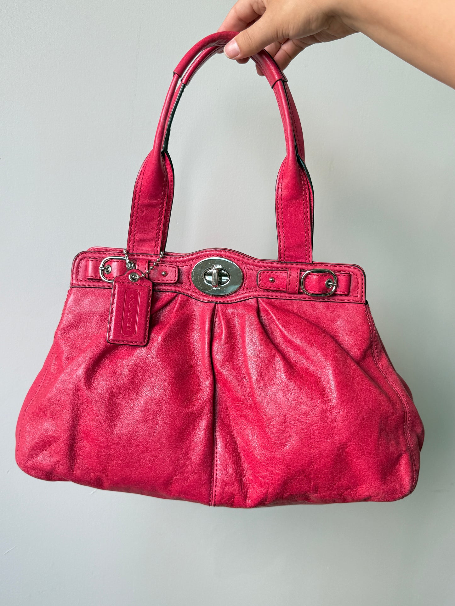 Super Rare Coach Garnet Pink Leather Shoulder Bag
