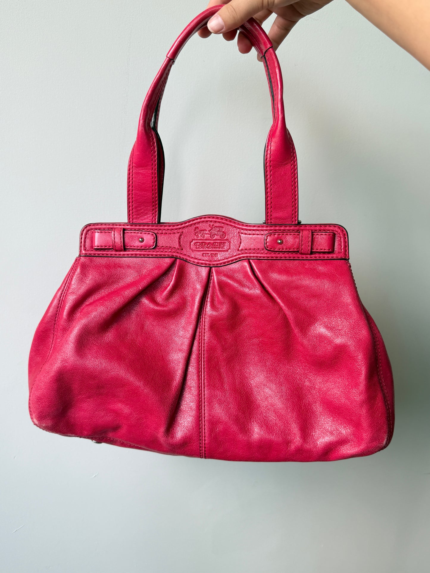 Super Rare Coach Garnet Pink Leather Shoulder Bag