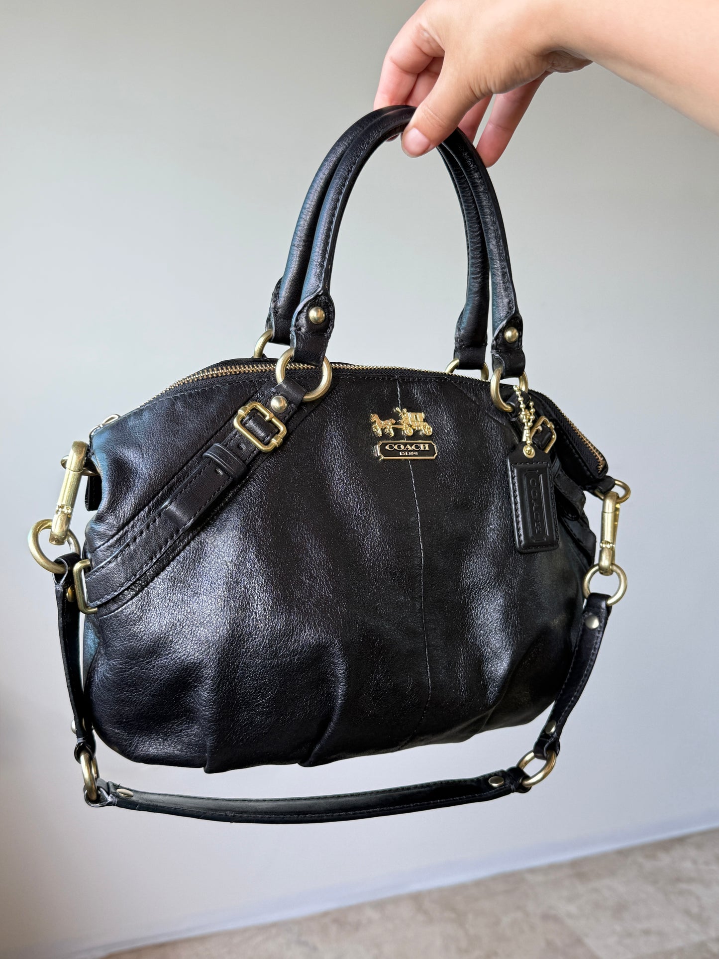 Super Rare Coach Madison Sophia Black Leather Shoulder Bag