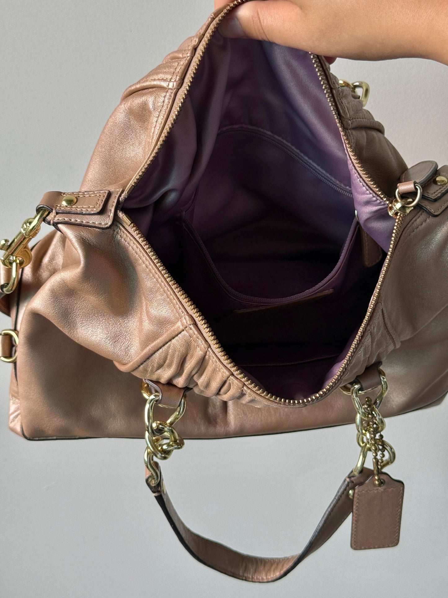 Super Rare Coach Ashley Rose Gold Leather Satchel