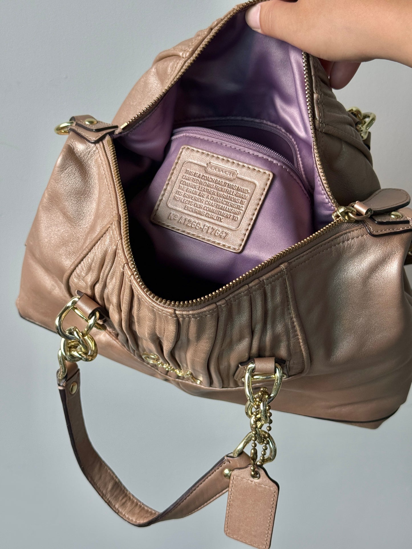 Super Rare Coach Ashley Rose Gold Leather Satchel