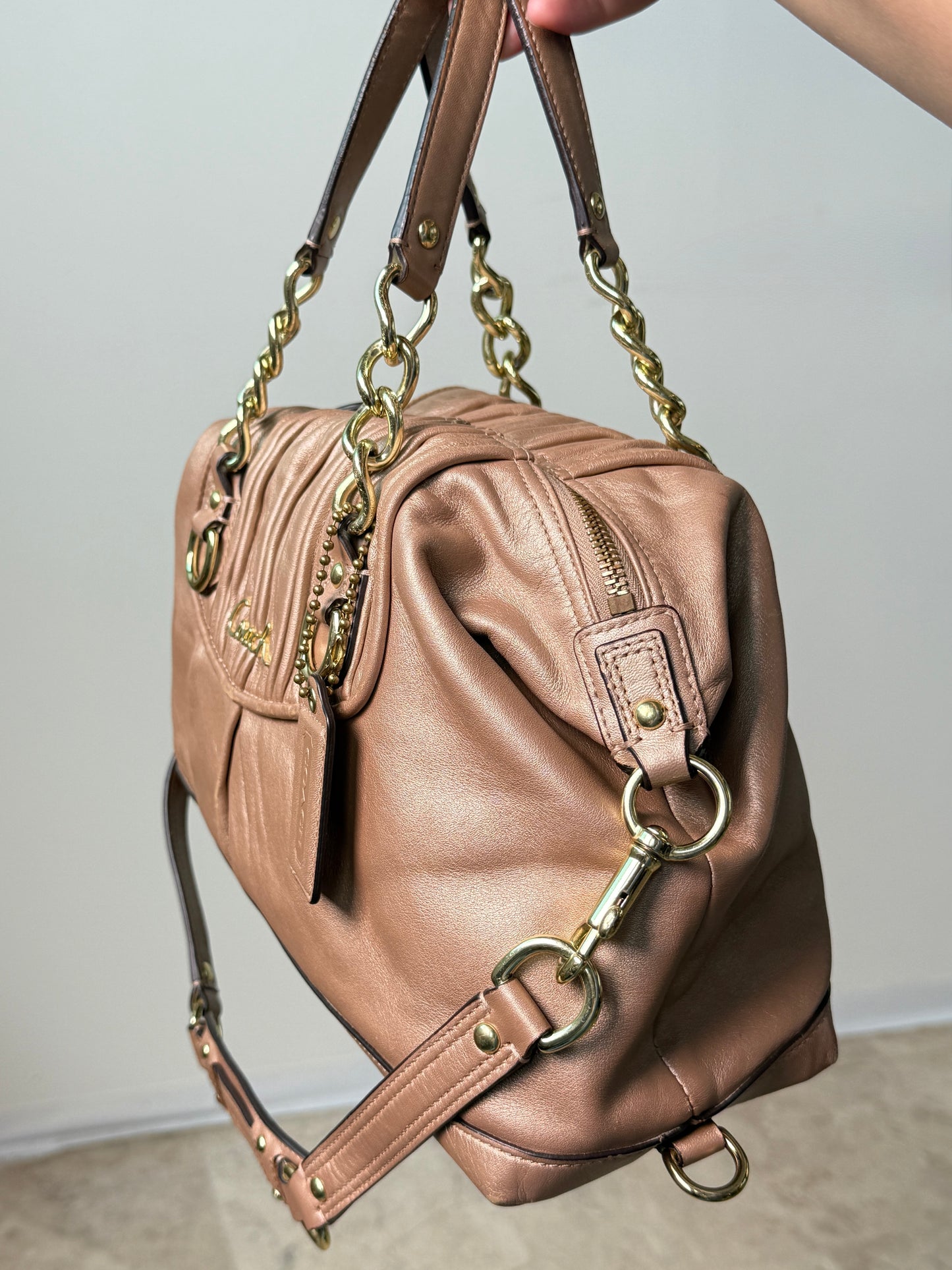 Super Rare Coach Ashley Rose Gold Leather Satchel