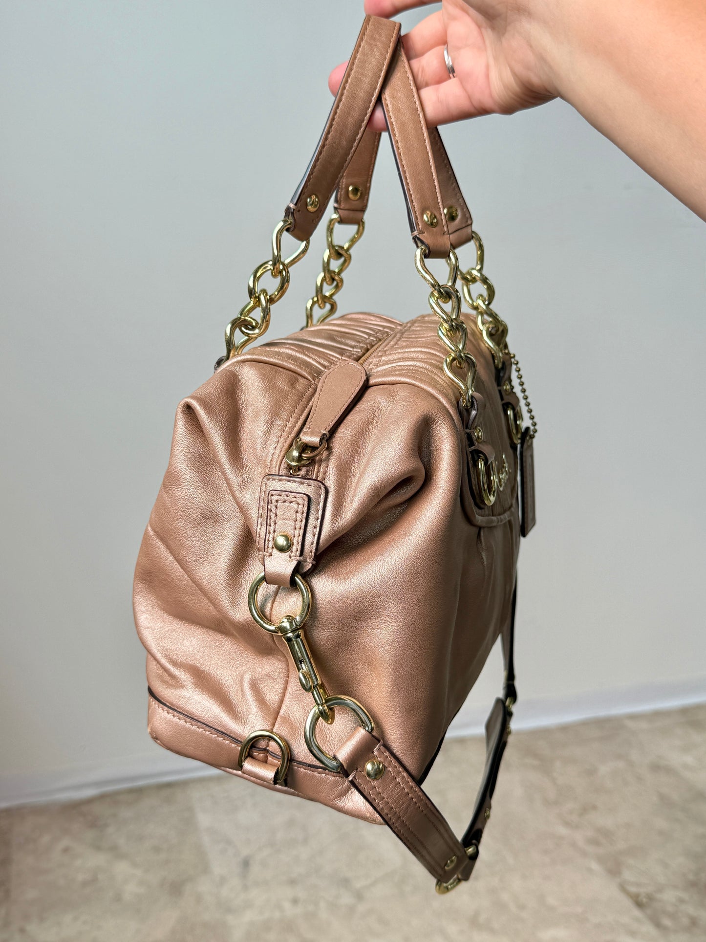 Super Rare Coach Ashley Rose Gold Leather Satchel