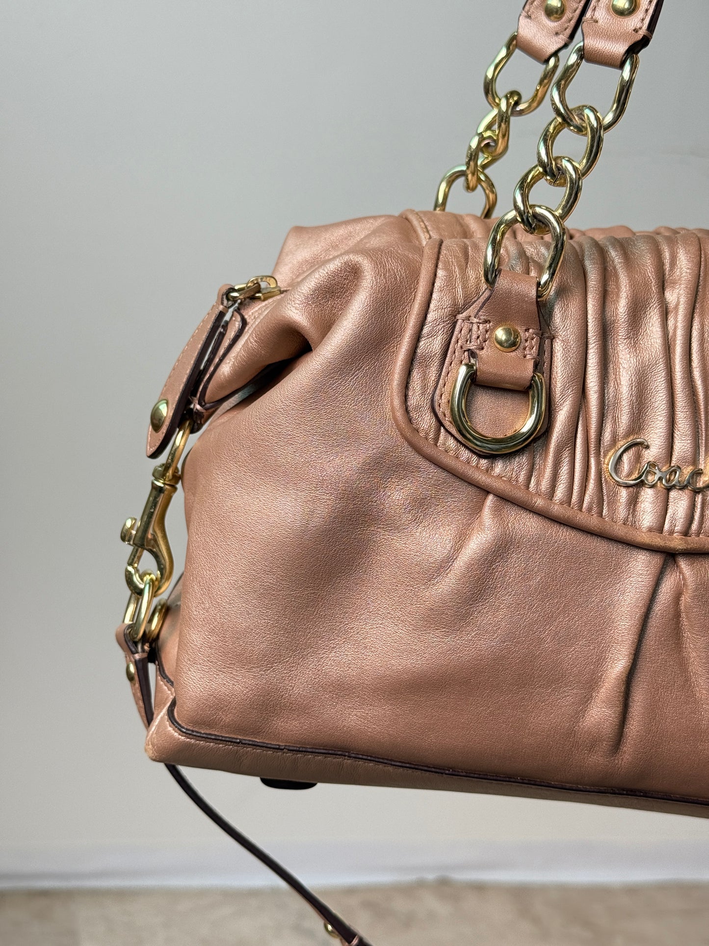 Super Rare Coach Ashley Rose Gold Leather Satchel