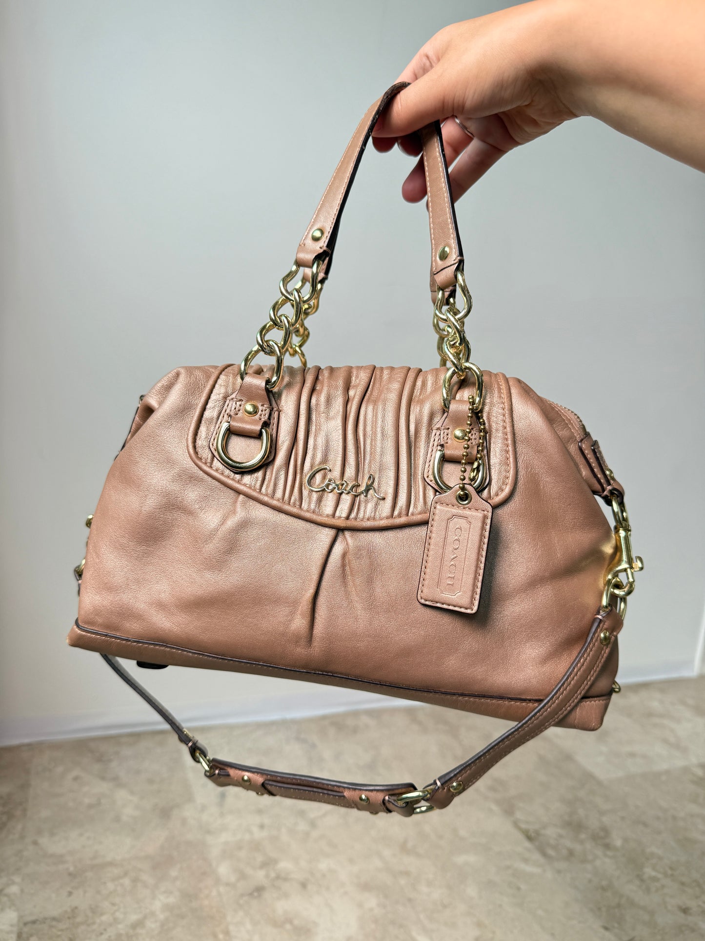 Super Rare Coach Ashley Rose Gold Leather Satchel