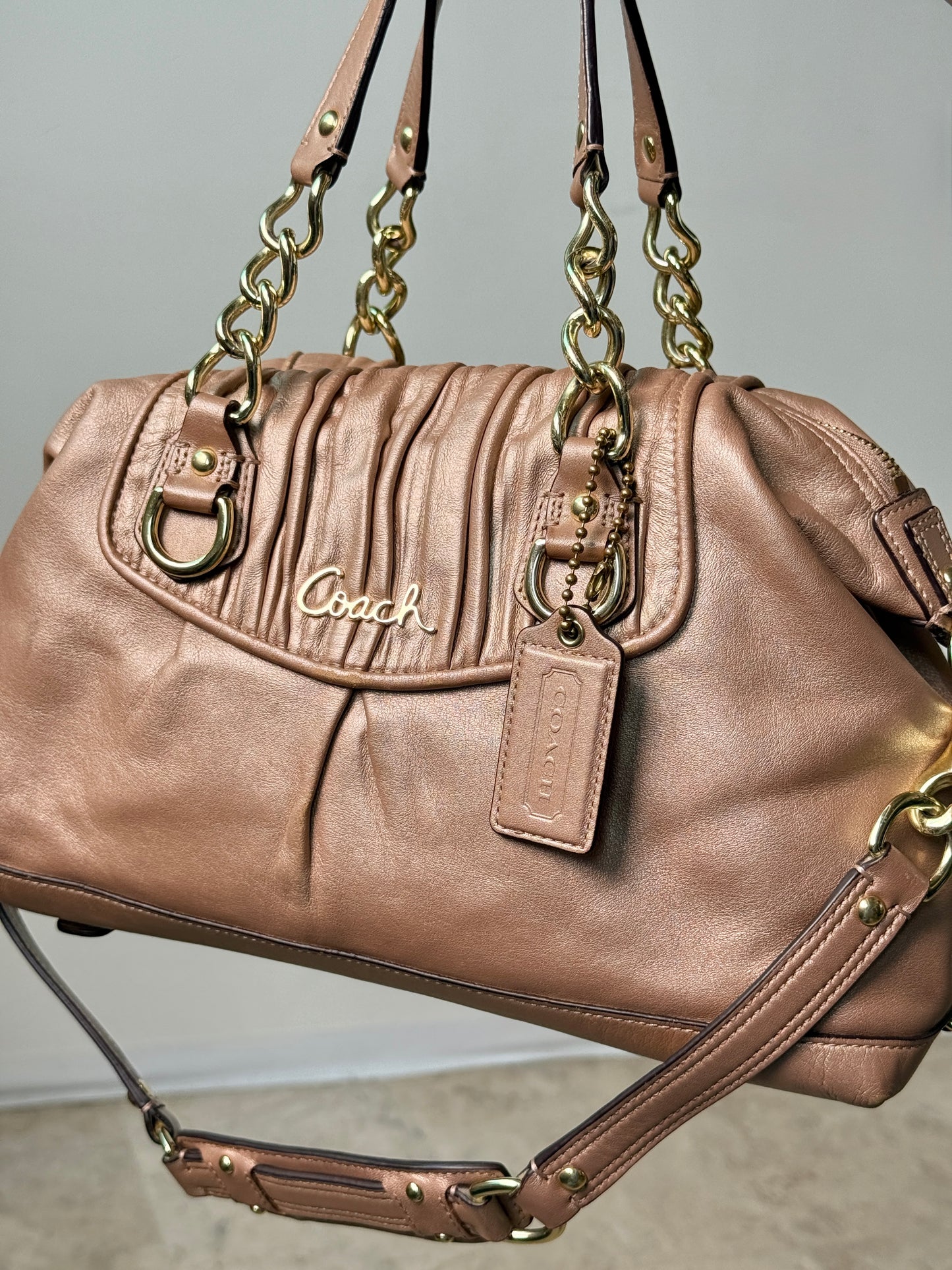 Super Rare Coach Ashley Rose Gold Leather Satchel