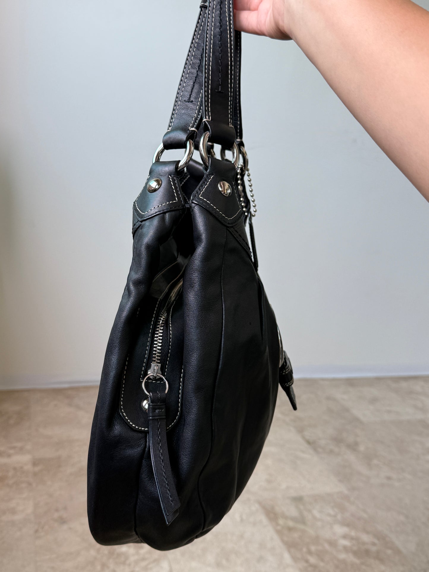 Coach Lynn Soho Black Leather Shoulder Bag, Large