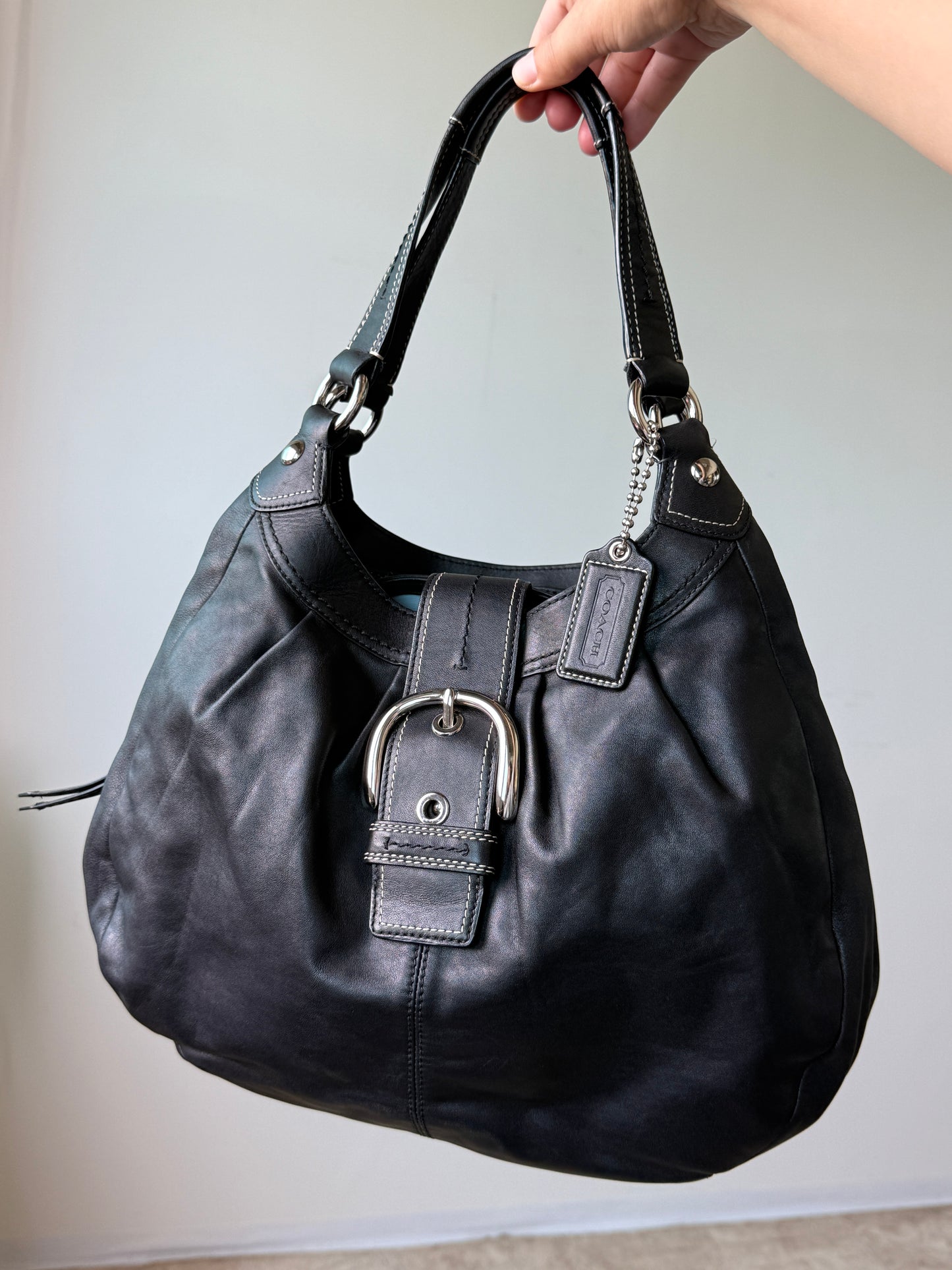 Coach Lynn Soho Black Leather Shoulder Bag, Large