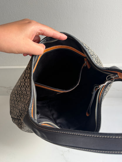 Coach Soho Black Signature Shoulder Bag, M-L