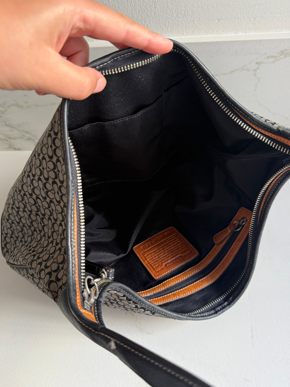 Coach Soho Black Signature Shoulder Bag, M-L